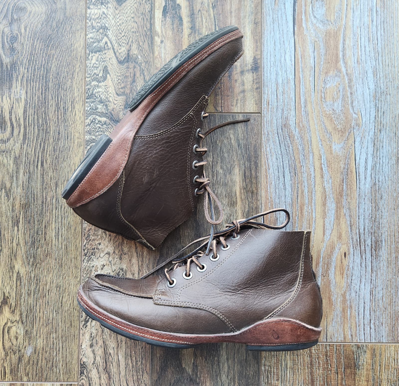 Olukai Ni'O Ankle Boots Lace-Up Waterproof Cushion Footbed Brown Leather Men's 9 - Thumbnail 2