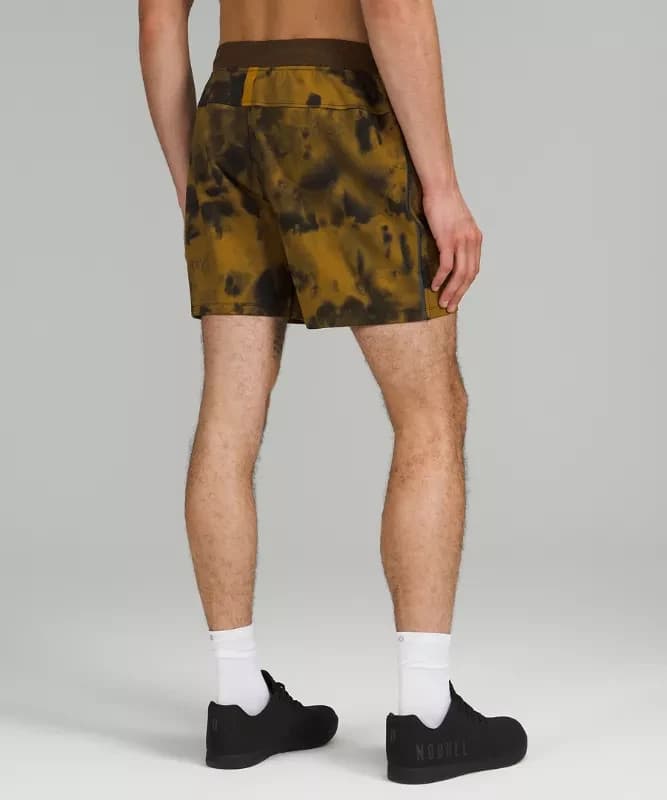 Lululemon Textured Tech Short 6" Zip Pocket Diamond Dye Gold Spice Black Men's L - Thumbnail 7