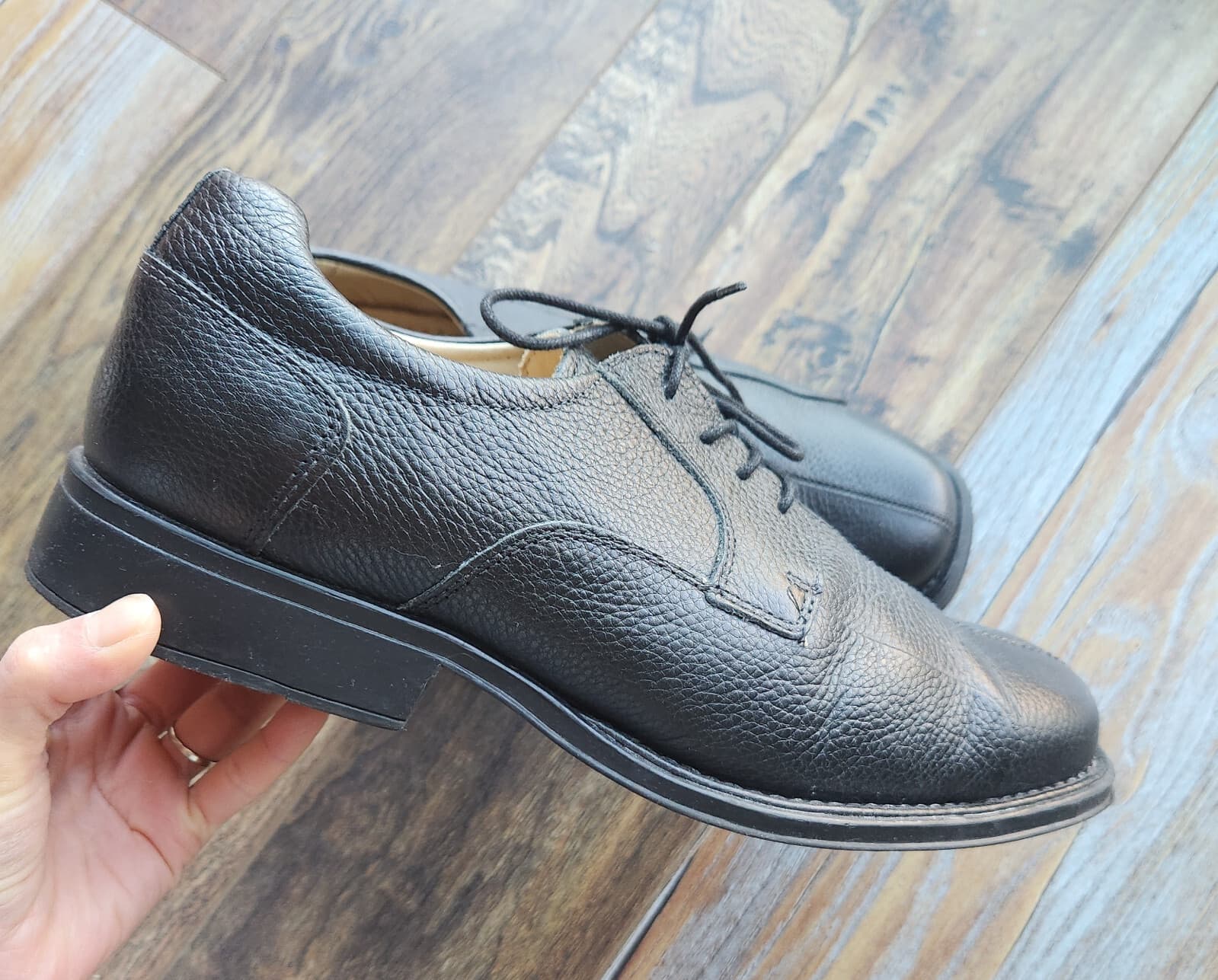 Belvedere Bay Bridge Pebbled Leather Oxford Dress Shoes Lace Black Mens 10.5 EEE - Thumbnail 3