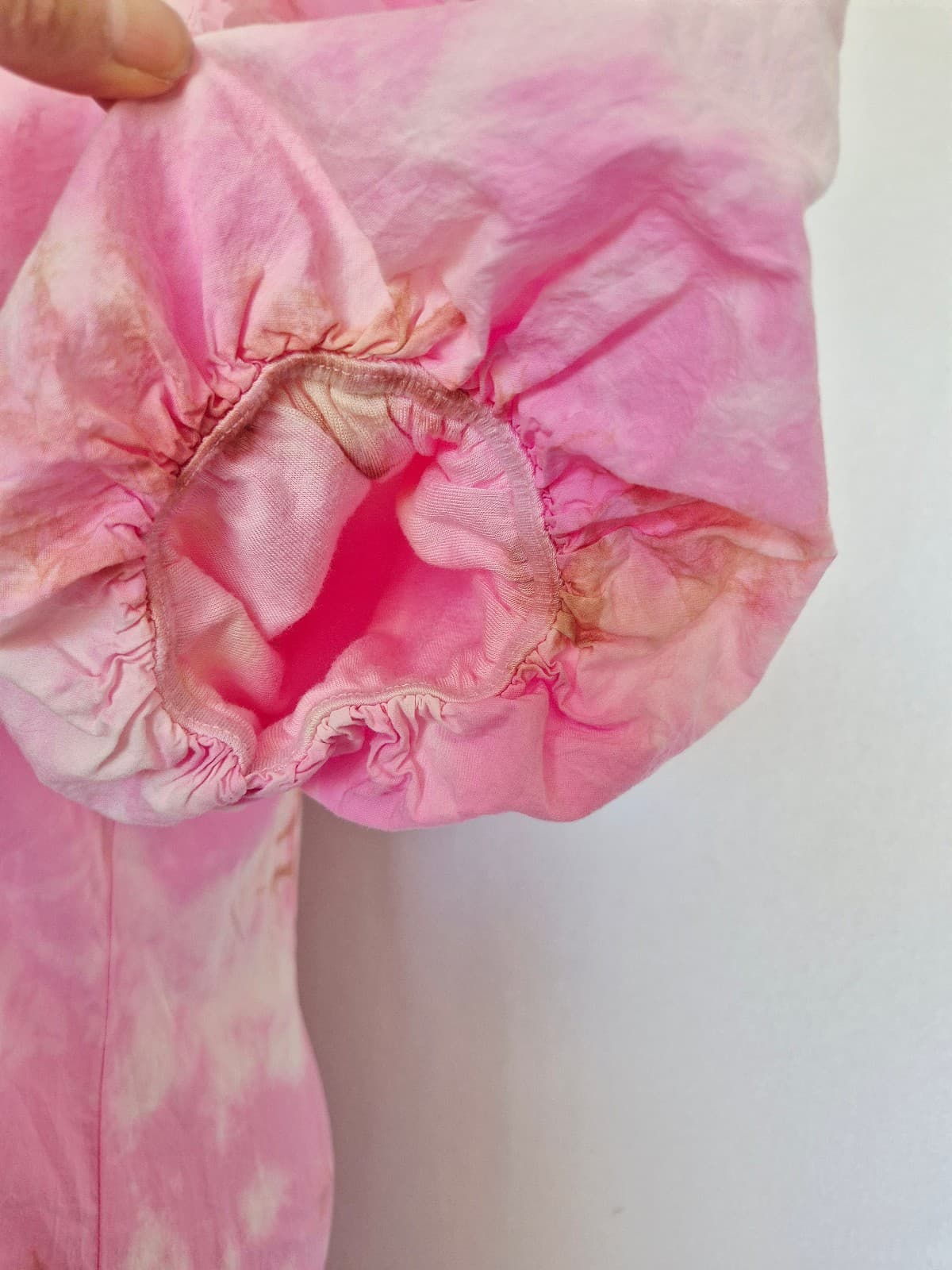 NWT Talulah Dazed Tie-Dye Puff-Sleeve Mini Dress 100% Cotton Pink Beige Womens S - Thumbnail 6