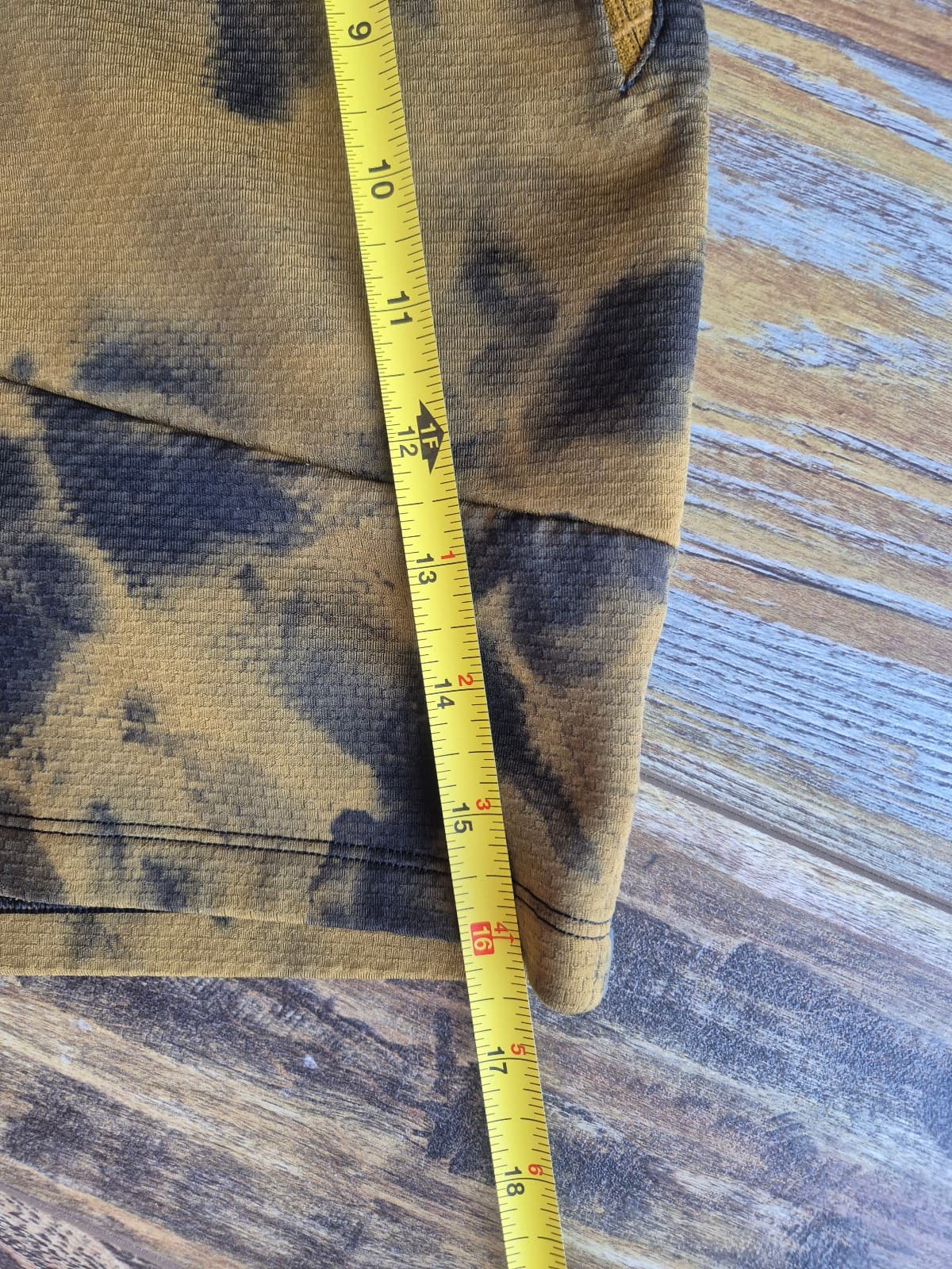 Lululemon Textured Tech Short 6" Zip Pocket Diamond Dye Gold Spice Black Men's L - Thumbnail 12