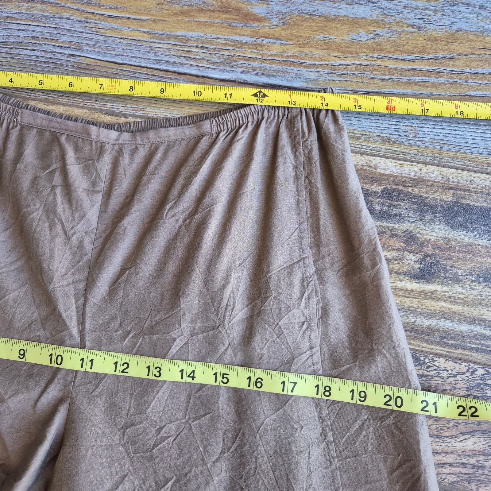 Citron Santa Monica Bamboo Wide Leg Capri Crop Pants Elastic Waist Brown Sz.S - Thumbnail 10