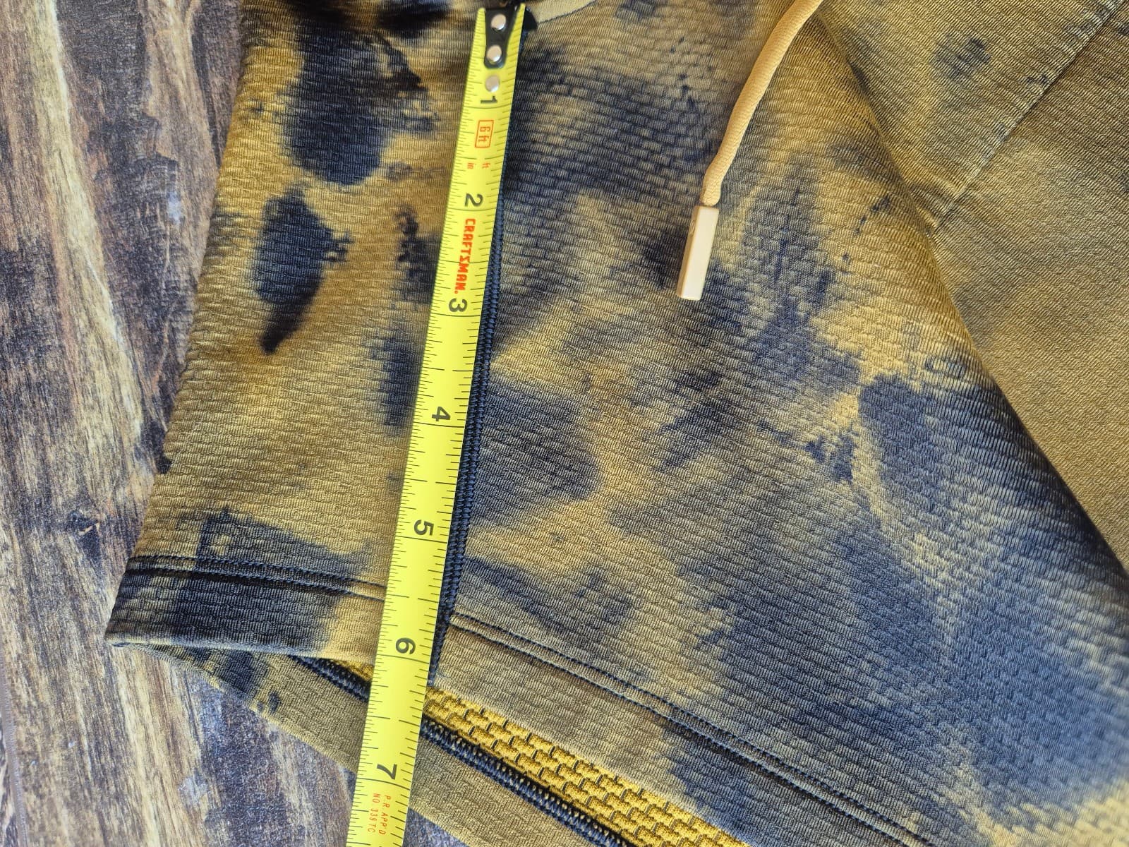 Lululemon Textured Tech Short 6" Zip Pocket Diamond Dye Gold Spice Black Men's L - Thumbnail 13