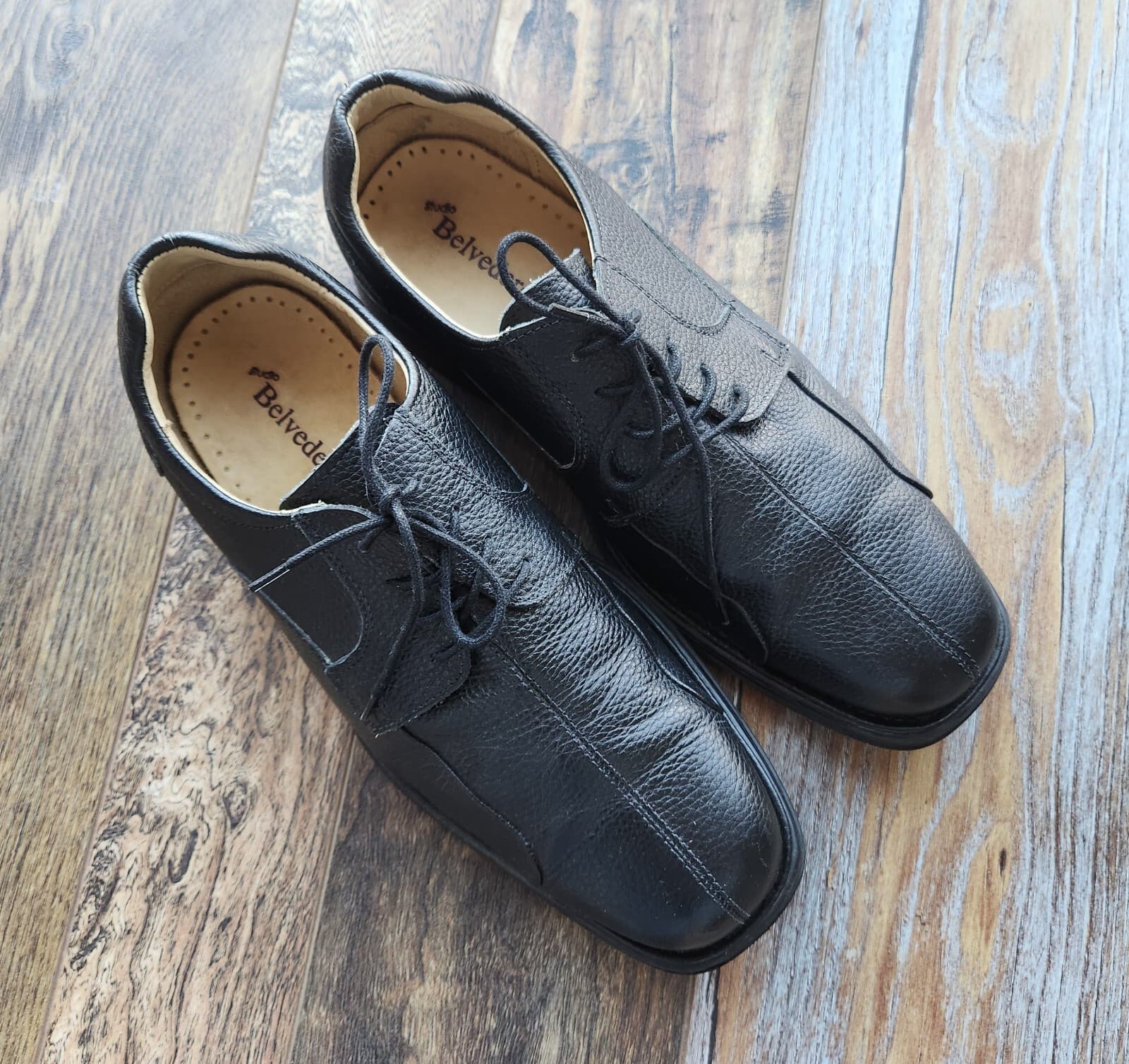 Belvedere Bay Bridge Pebbled Leather Oxford Dress Shoes Lace Black Mens 10.5 EEE - Thumbnail 2