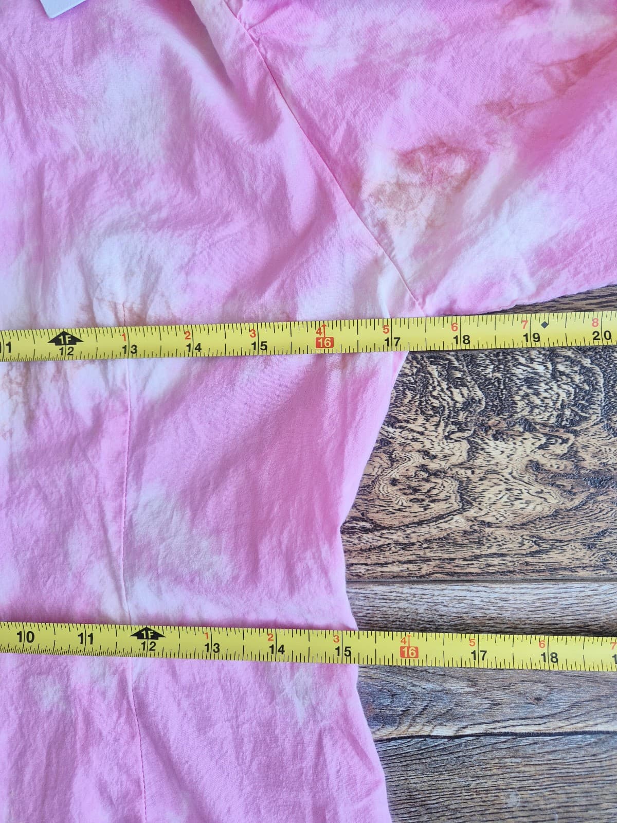 NWT Talulah Dazed Tie-Dye Puff-Sleeve Mini Dress 100% Cotton Pink Beige Womens S - Thumbnail 12