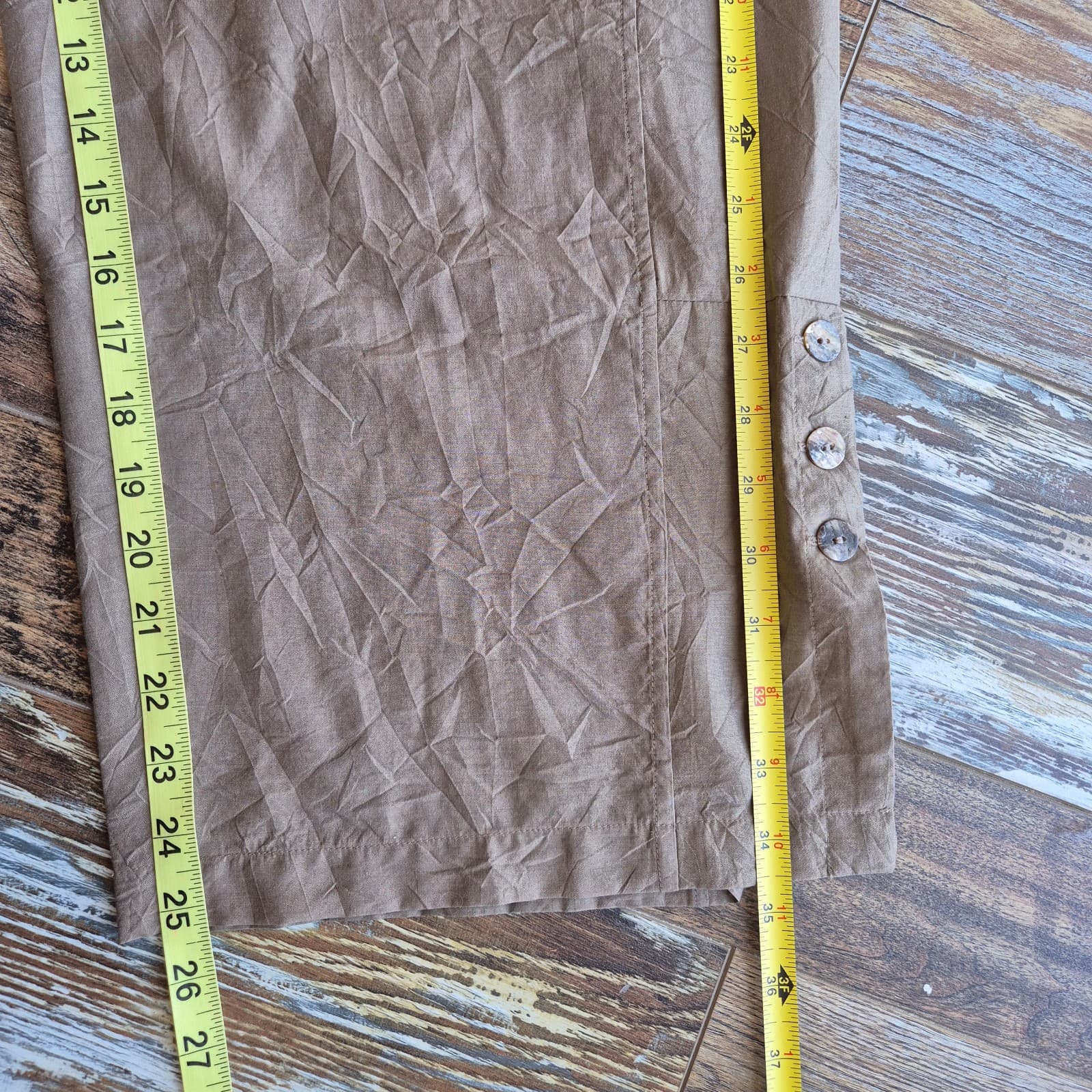 Citron Santa Monica Bamboo Wide Leg Capri Crop Pants Elastic Waist Brown Sz.S - Thumbnail 11
