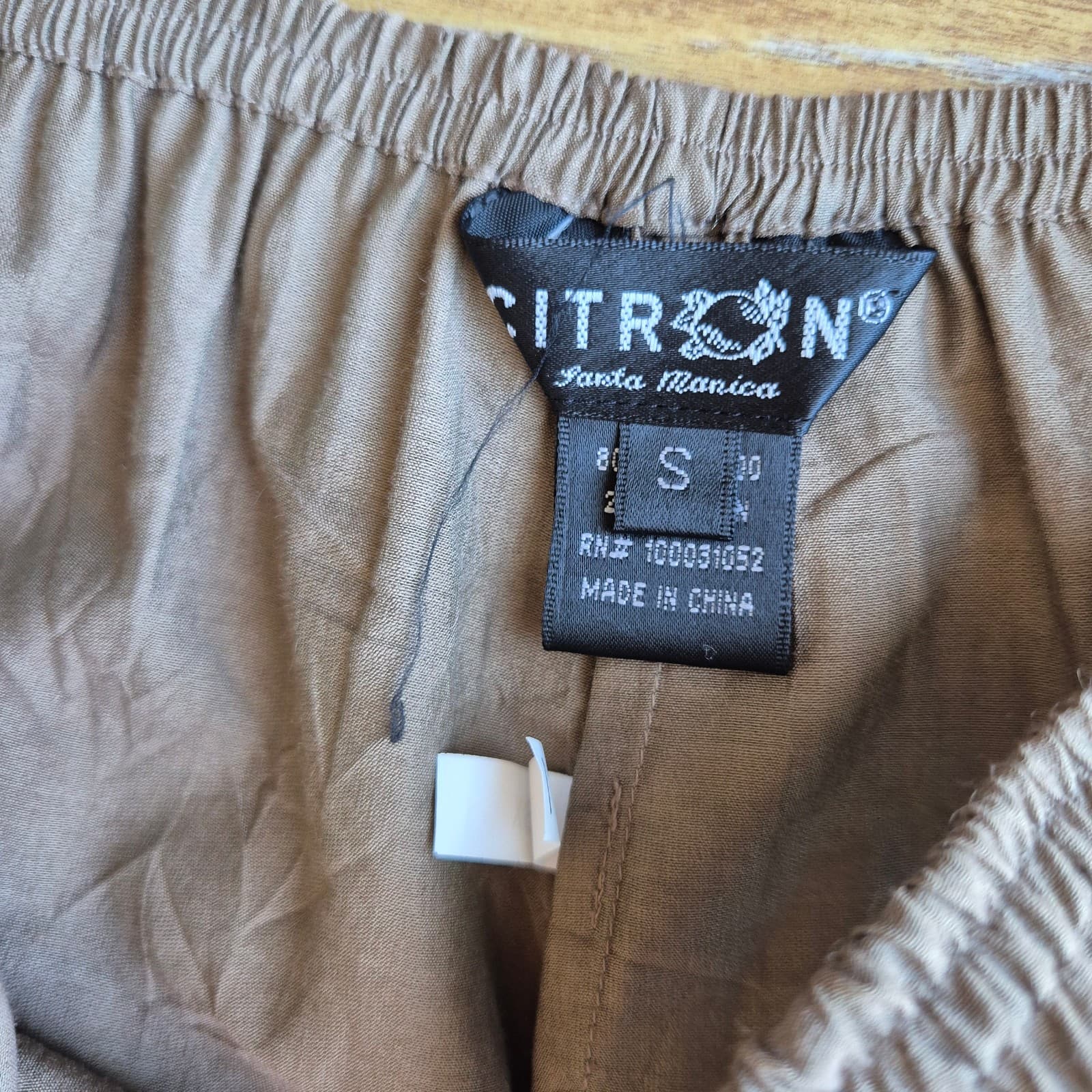 Citron Santa Monica Bamboo Wide Leg Capri Crop Pants Elastic Waist Brown Sz.S - Thumbnail 7