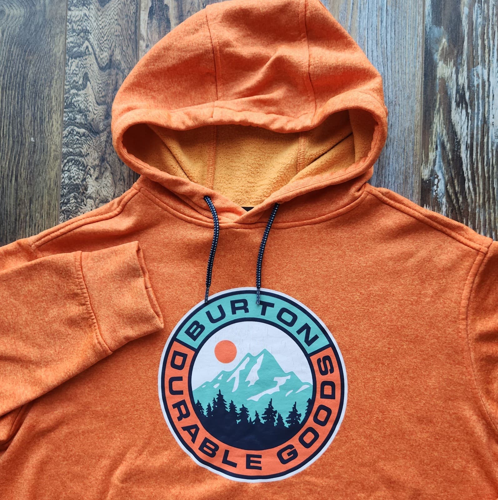 Burton Oak Pullover Hoodie Sweatshirt Fleece Lined Pocket Orangeade Men's M - Thumbnail 2