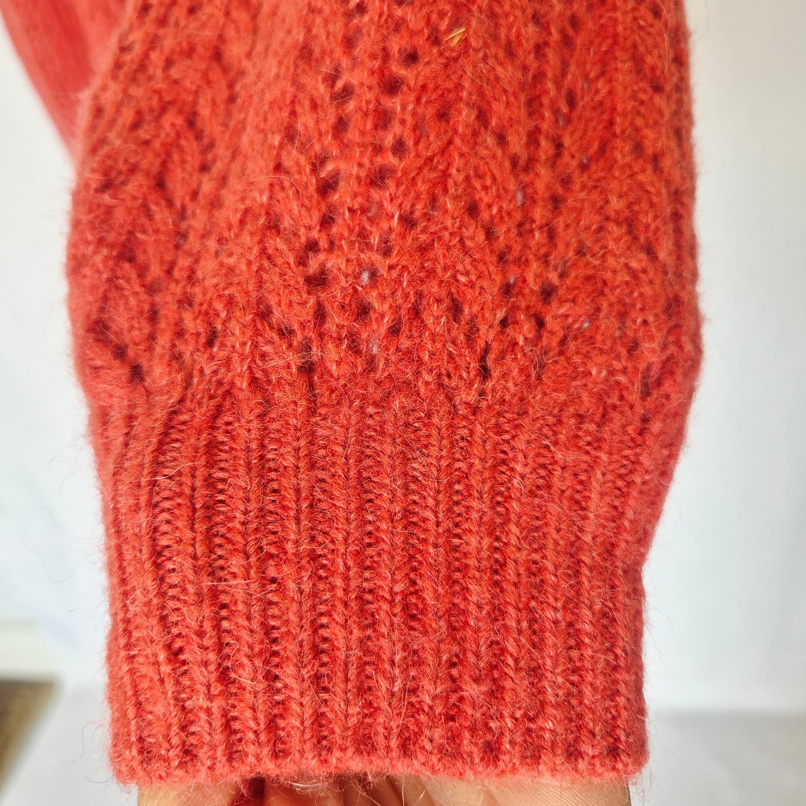 NEW Marine Layer $148 Evelyn Pointelle Alpaca Blend Sweater Mineral Red Womens M - Thumbnail 5
