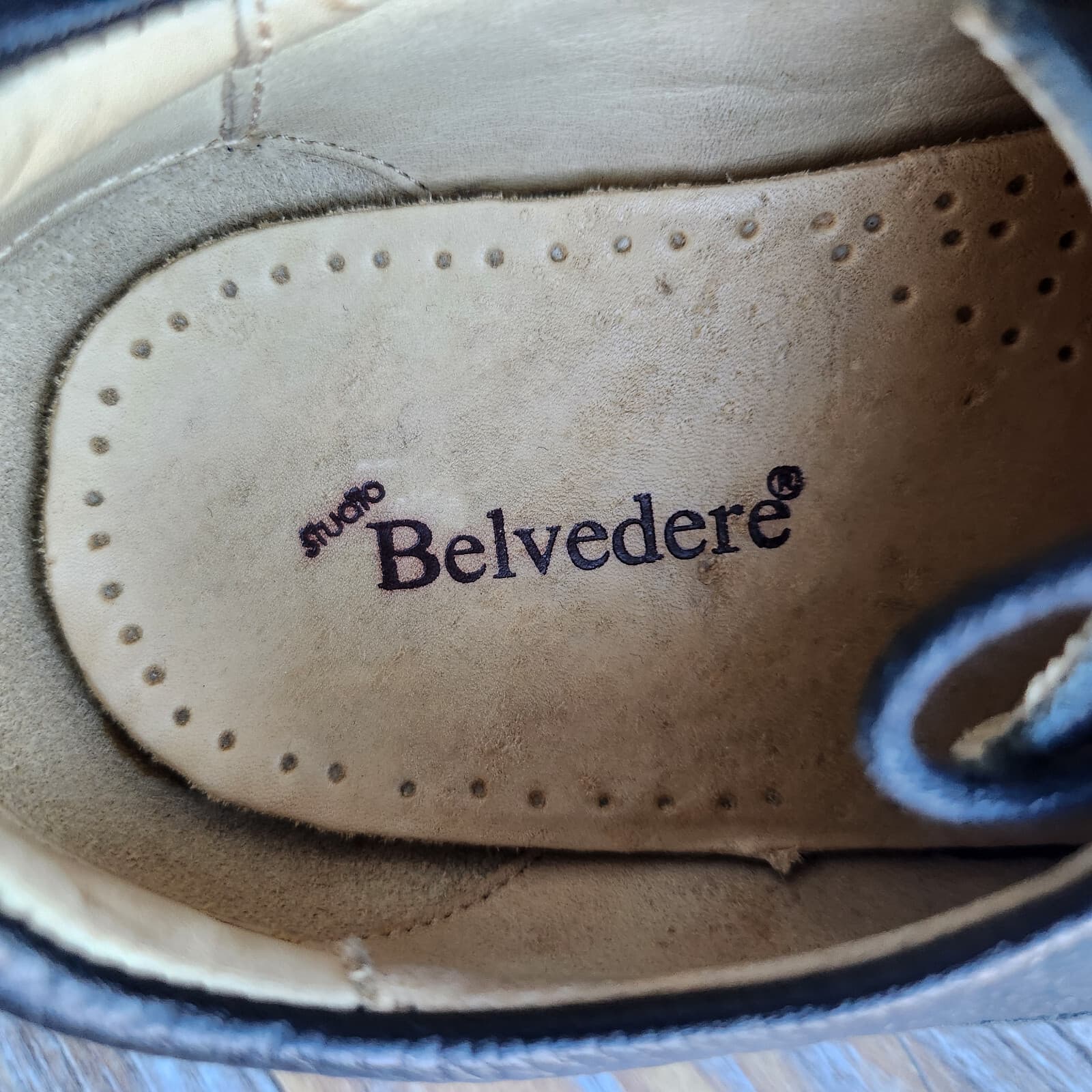 Belvedere Bay Bridge Pebbled Leather Oxford Dress Shoes Lace Black Mens 10.5 EEE - Thumbnail 10