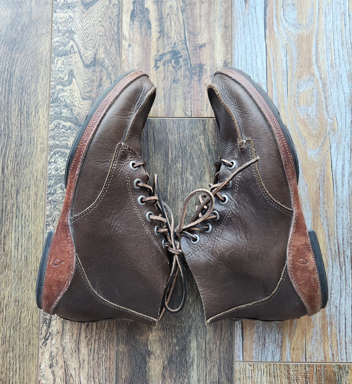 Olukai Ni'O Ankle Boots Lace-Up Waterproof Cushion Footbed Brown Leather Men's 9 - Thumbnail 4