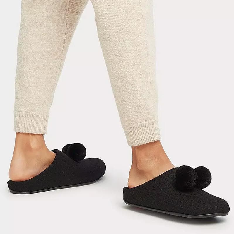Fitflop Chrissie Pom Pom Felt Comfort Sippers iQushion Padded Grey Women's US8 - Thumbnail 6