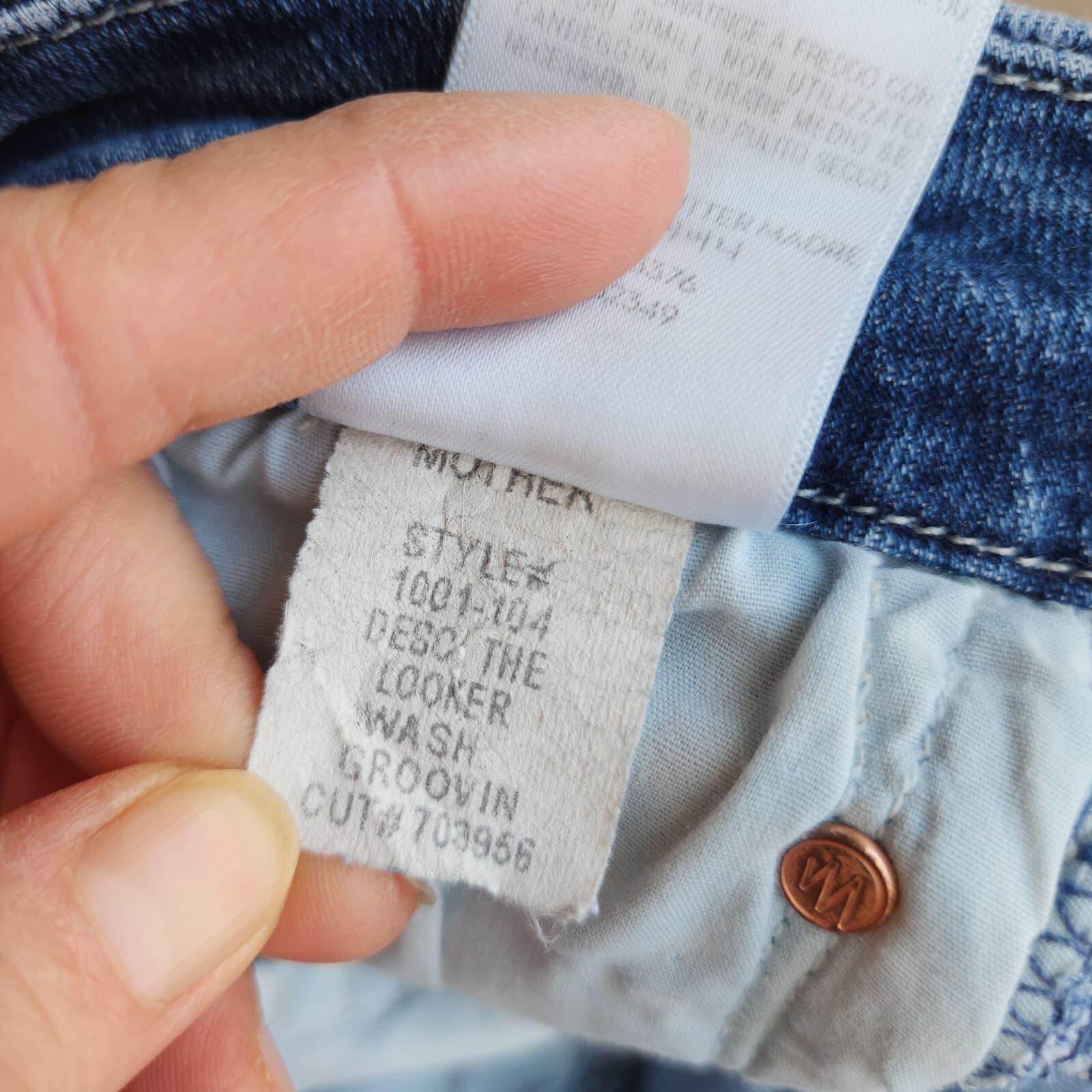 MOTHER The Looker Distressed Skinny Jeans Zip Stretch Groovin-Wash Blue Sz.24 - Thumbnail 12