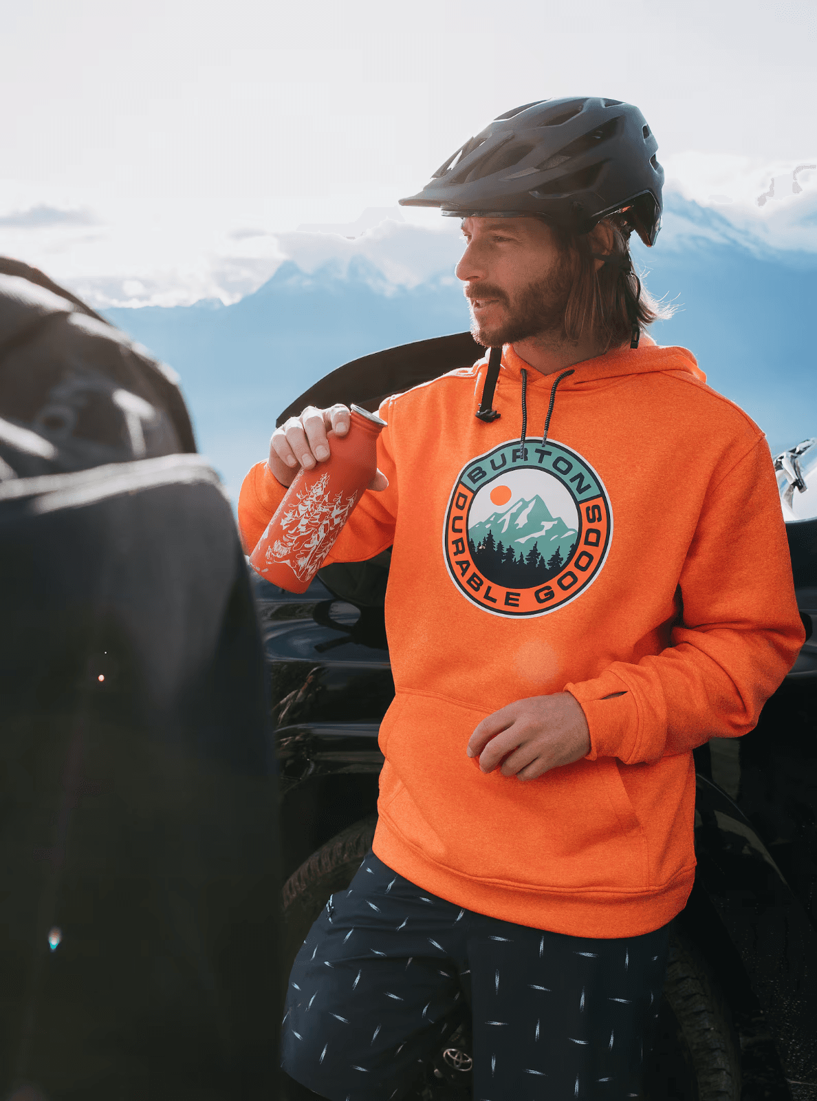 Burton Oak Pullover Hoodie Sweatshirt Fleece Lined Pocket Orangeade Men's M - Thumbnail 5