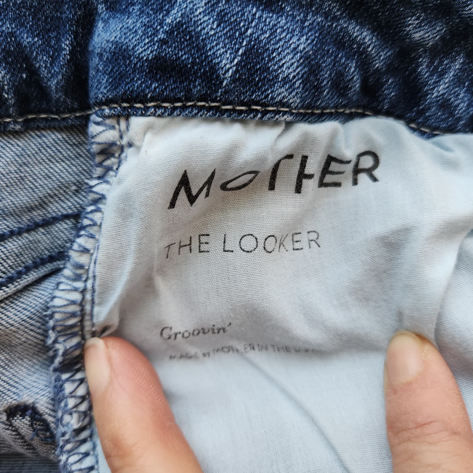 MOTHER The Looker Distressed Skinny Jeans Zip Stretch Groovin-Wash Blue Sz.24 - Thumbnail 9