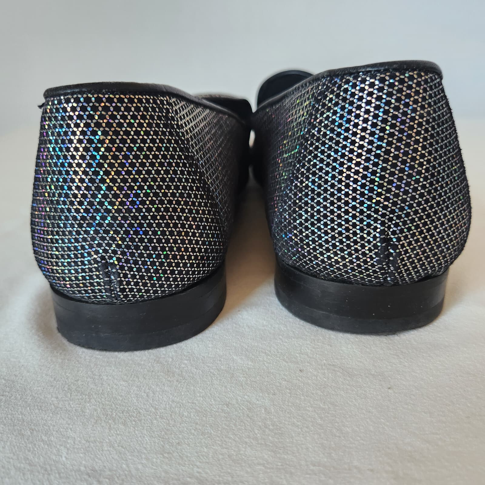 WALK LONDON Leather Silver Glitter Casual Party Disco Loafers Slip-On Men's UK8 - Thumbnail 9