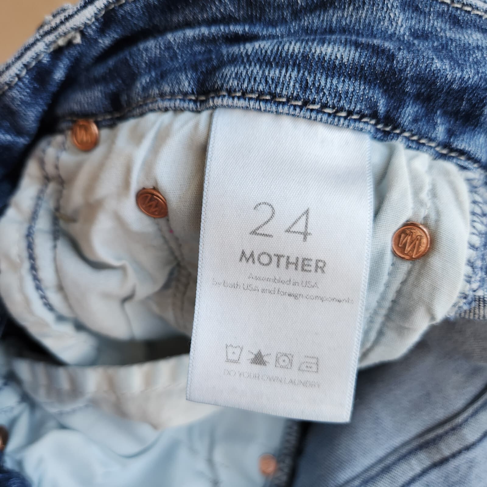 MOTHER The Looker Distressed Skinny Jeans Zip Stretch Groovin-Wash Blue Sz.24 - Thumbnail 10