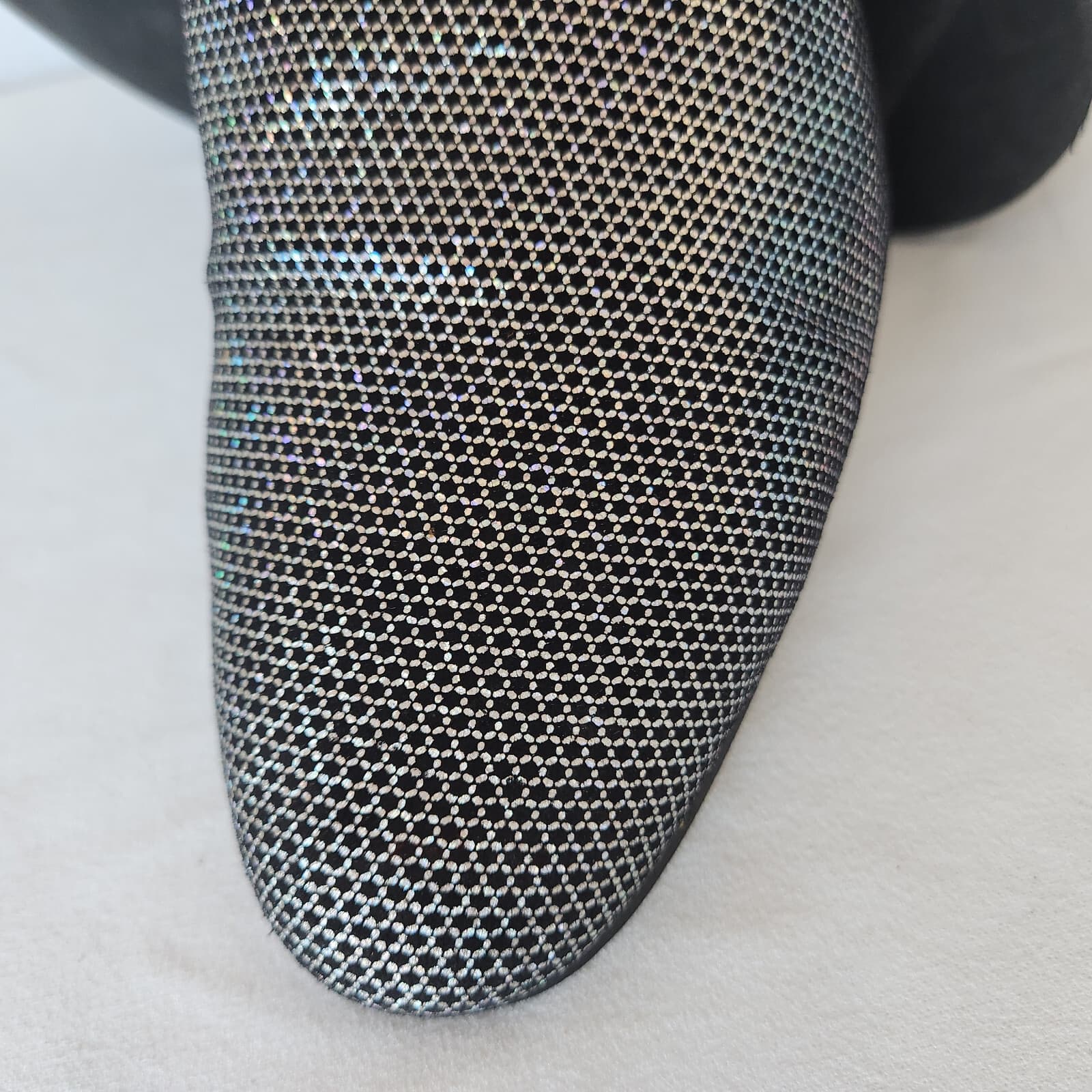 WALK LONDON Leather Silver Glitter Casual Party Disco Loafers Slip-On Men's UK8 - Thumbnail 5
