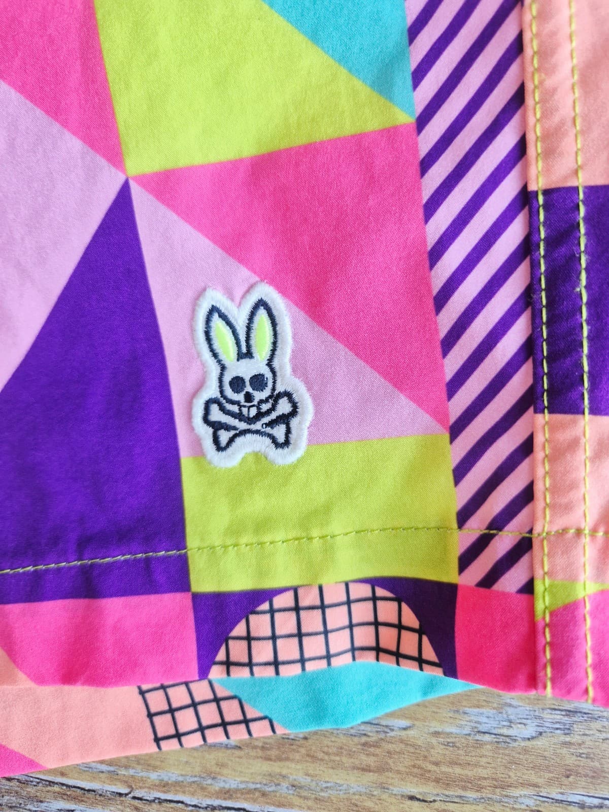 Psycho Bunny Henry Deco Mesh Liner 7" Swim Trunks Pocket Geo-Printed Men's XL - Thumbnail 5