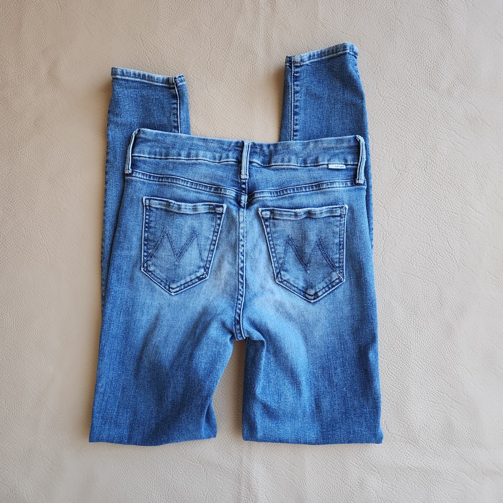 MOTHER The Looker Distressed Skinny Jeans Zip Stretch Groovin-Wash Blue Sz.24 - Thumbnail 7
