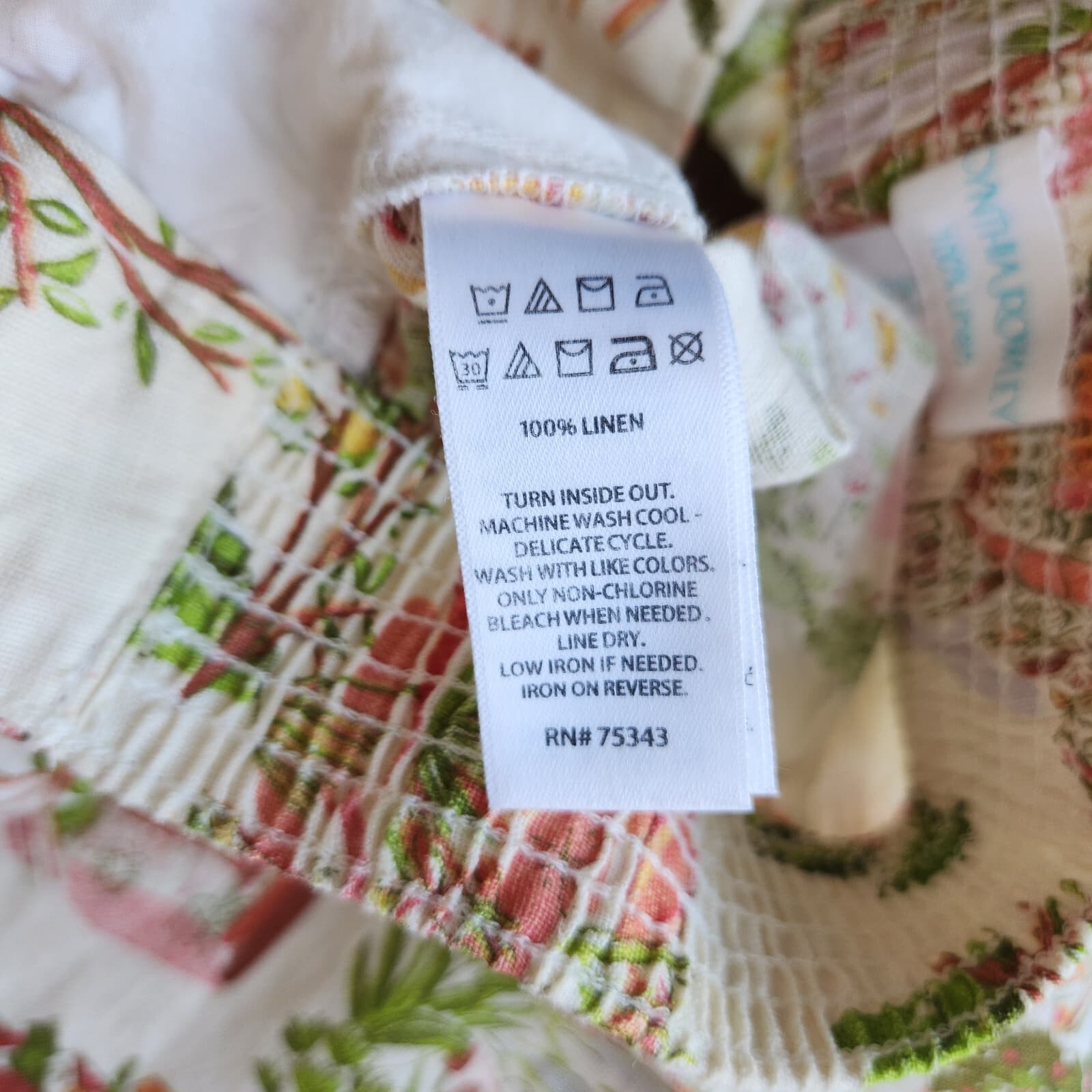 NWT Cynthia Rowley 100% Linen Printed Wide-Leg Pull-On Capri Pants Pocket Sz.L - Thumbnail 10