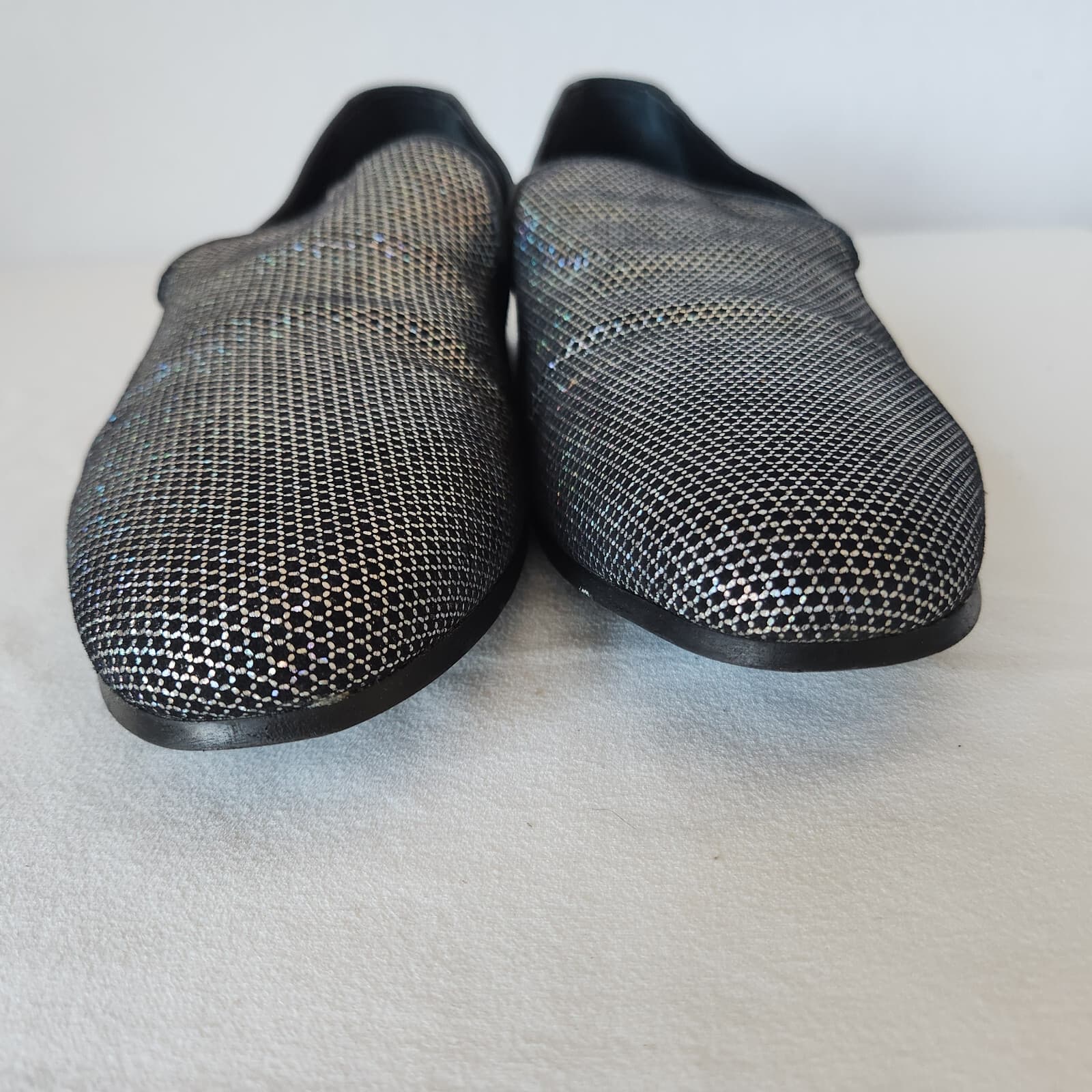 WALK LONDON Leather Silver Glitter Casual Party Disco Loafers Slip-On Men's UK8 - Thumbnail 10