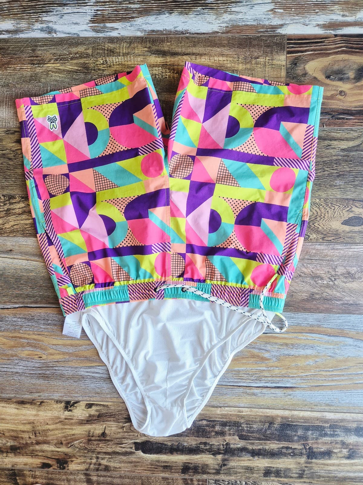 Psycho Bunny Henry Deco Mesh Liner 7" Swim Trunks Pocket Geo-Printed Men's XL - Thumbnail 8
