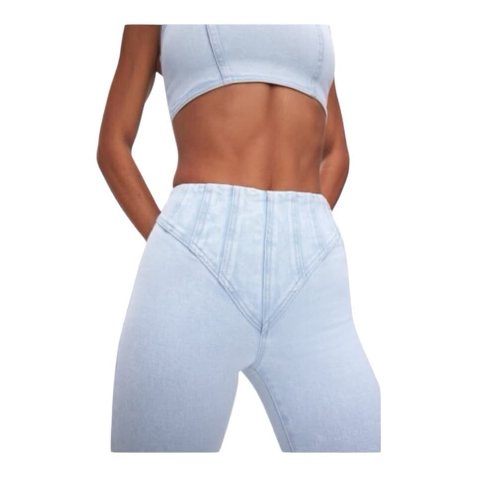 Good American Good Legs Flare Corset Waist Y-York Jeans Light Wash Blue Sz.10/30 - Thumbnail 4