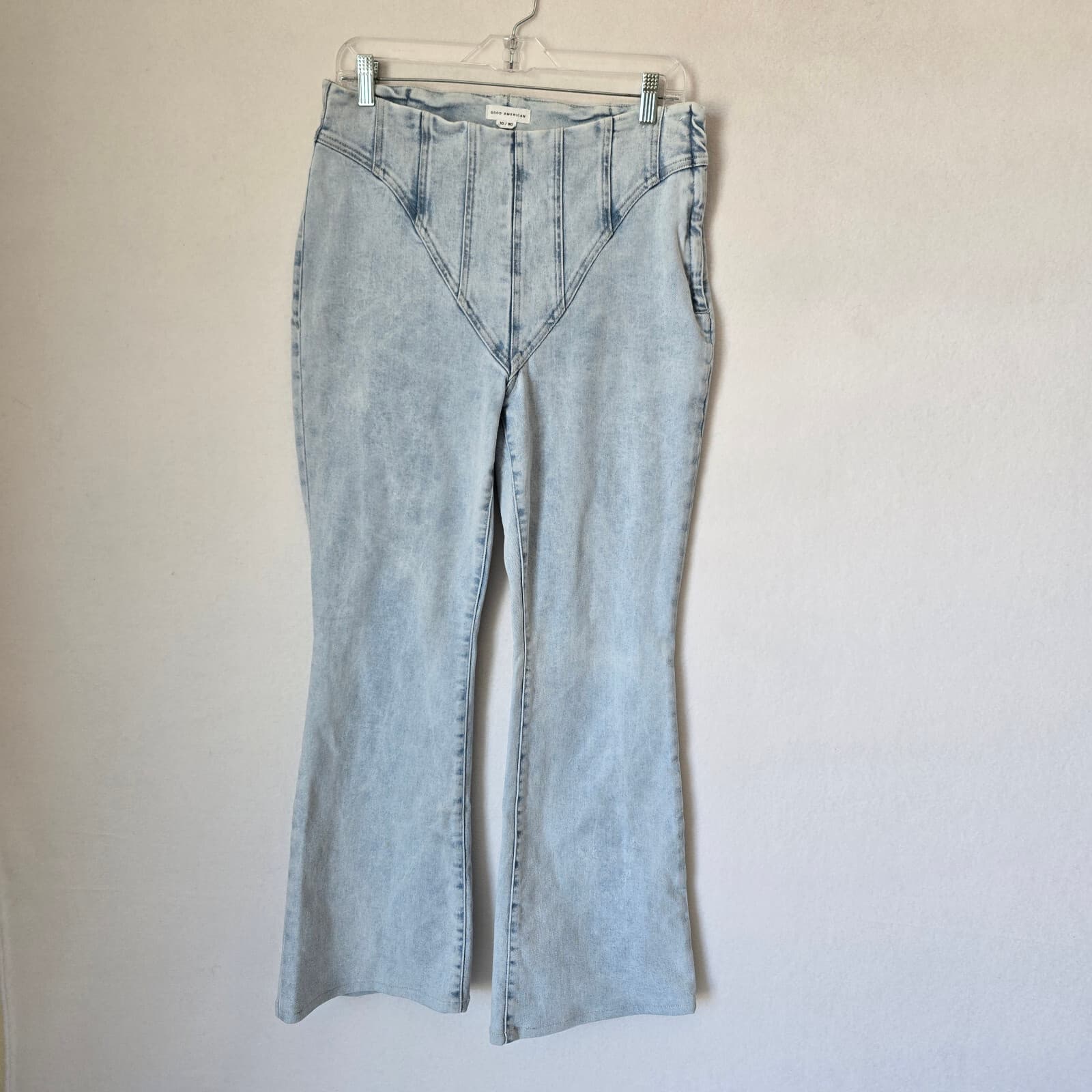 Good American Good Legs Flare Corset Waist Y-York Jeans Light Wash Blue Sz.10/30 - Thumbnail 3