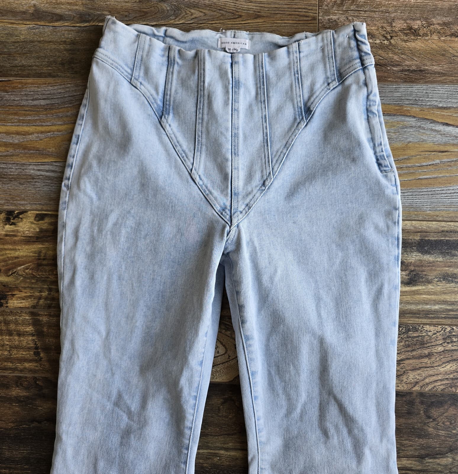 Good American Good Legs Flare Corset Waist Y-York Jeans Light Wash Blue Sz.10/30 - Thumbnail 5