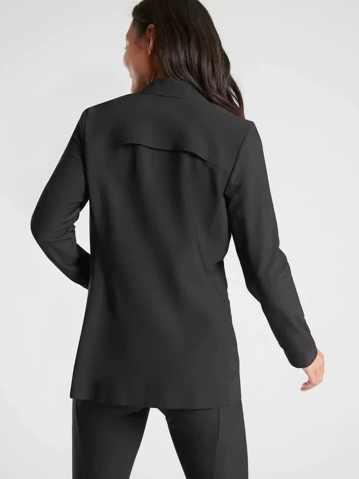 Athleta Interstellar Blazer Traval Career Stretch Snap Zip-Pocket Black Sz.2 - Thumbnail 9