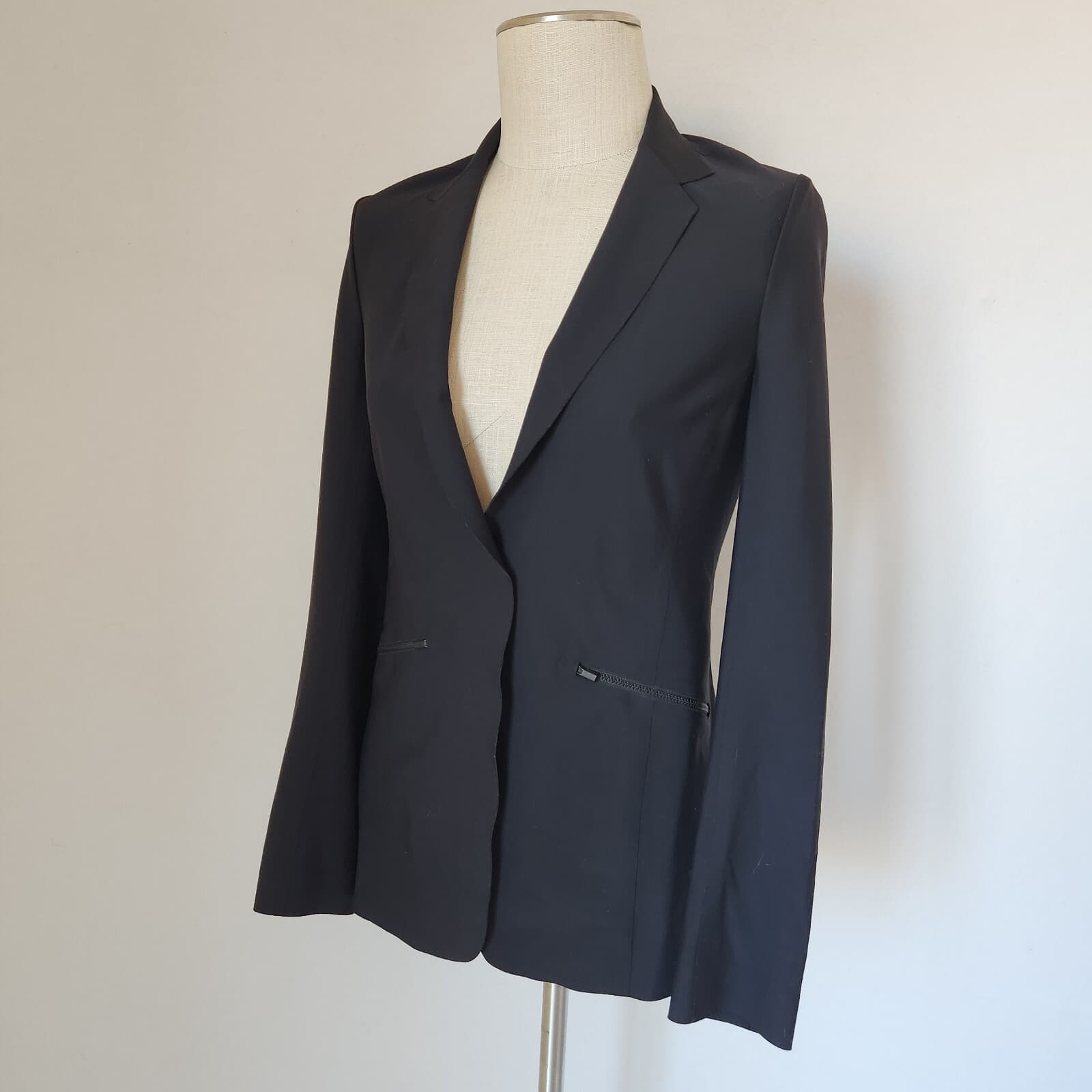 Athleta Interstellar Blazer Traval Career Stretch Snap Zip-Pocket Black Sz.2 - Thumbnail 3
