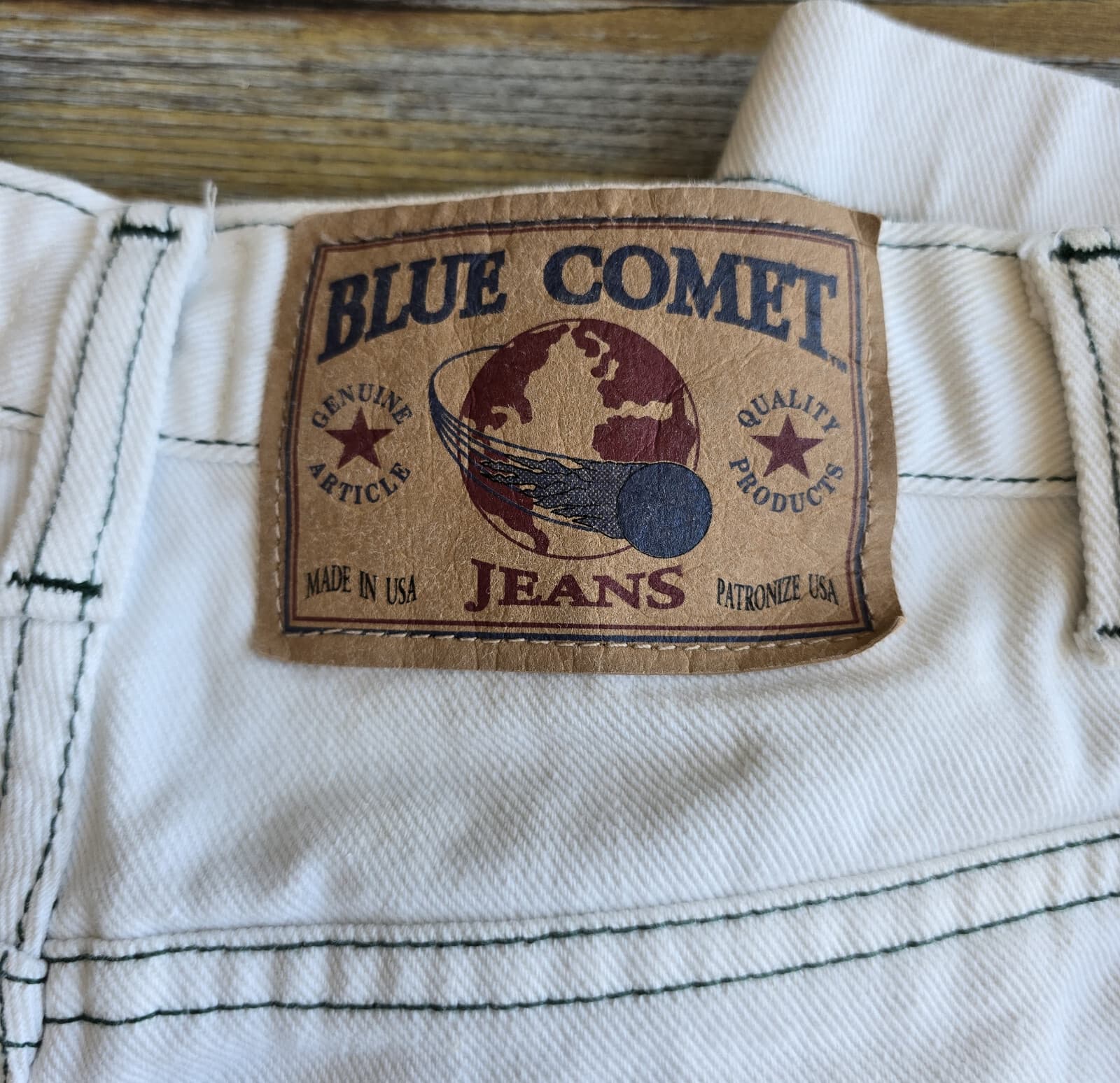 Vintage Blue Comet Made in USA Straight Wide-Leg Jeans Zip White Cotton Women 24 - Thumbnail 8