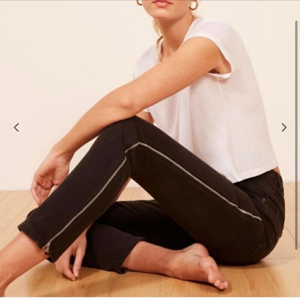 Reformation Helix Side-Zipper Skinny Jeans High Rise Zip Black Sz.26 Made in USA - Thumbnail 4