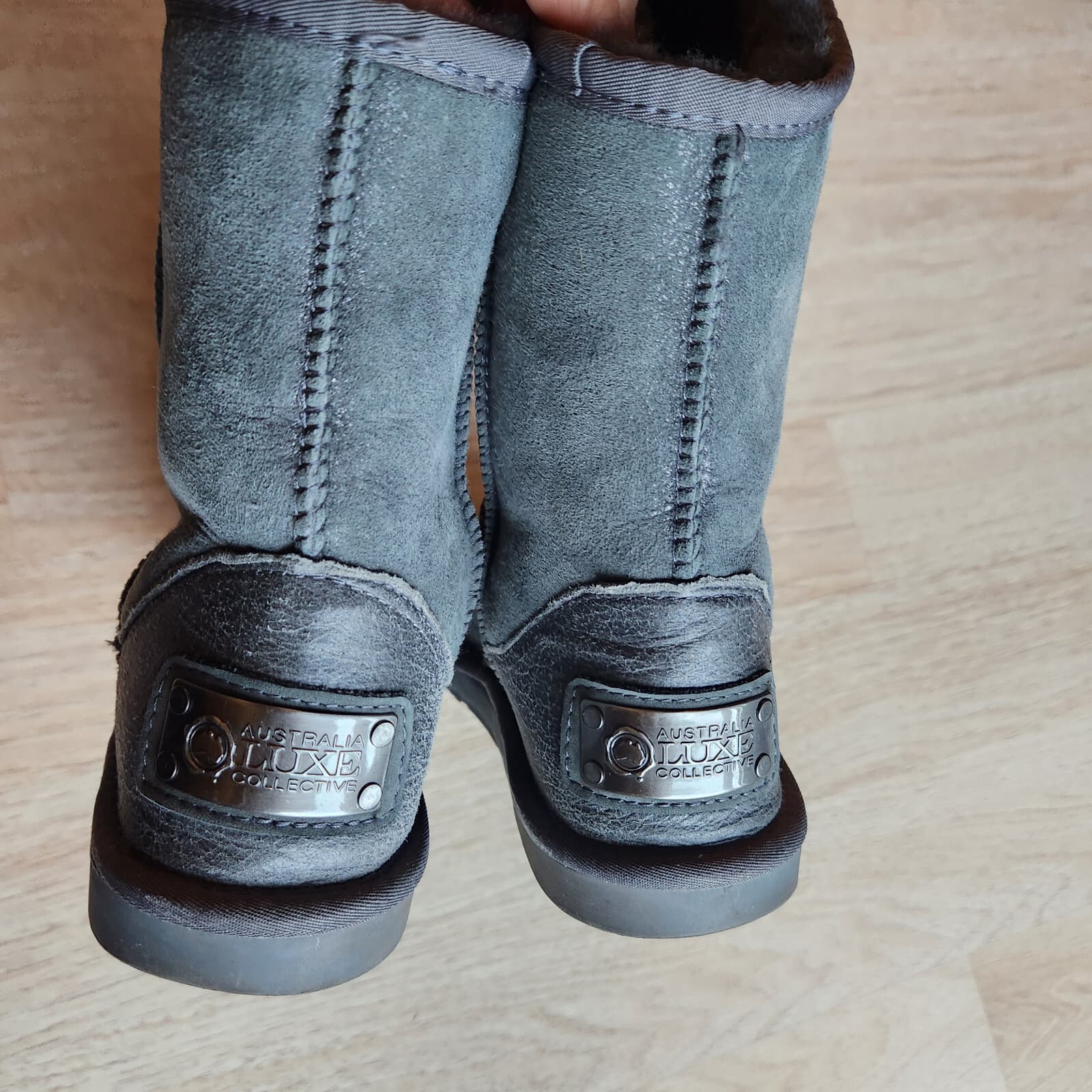 Australia Luxe Collective Sheepskin Suede Cosy Short Winter Boots Grey Women US8 - Thumbnail 8