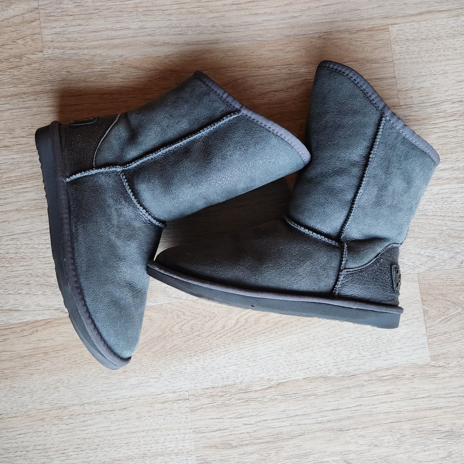 Australia Luxe Collective Sheepskin Suede Cosy Short Winter Boots Grey Women US8 - Thumbnail 6