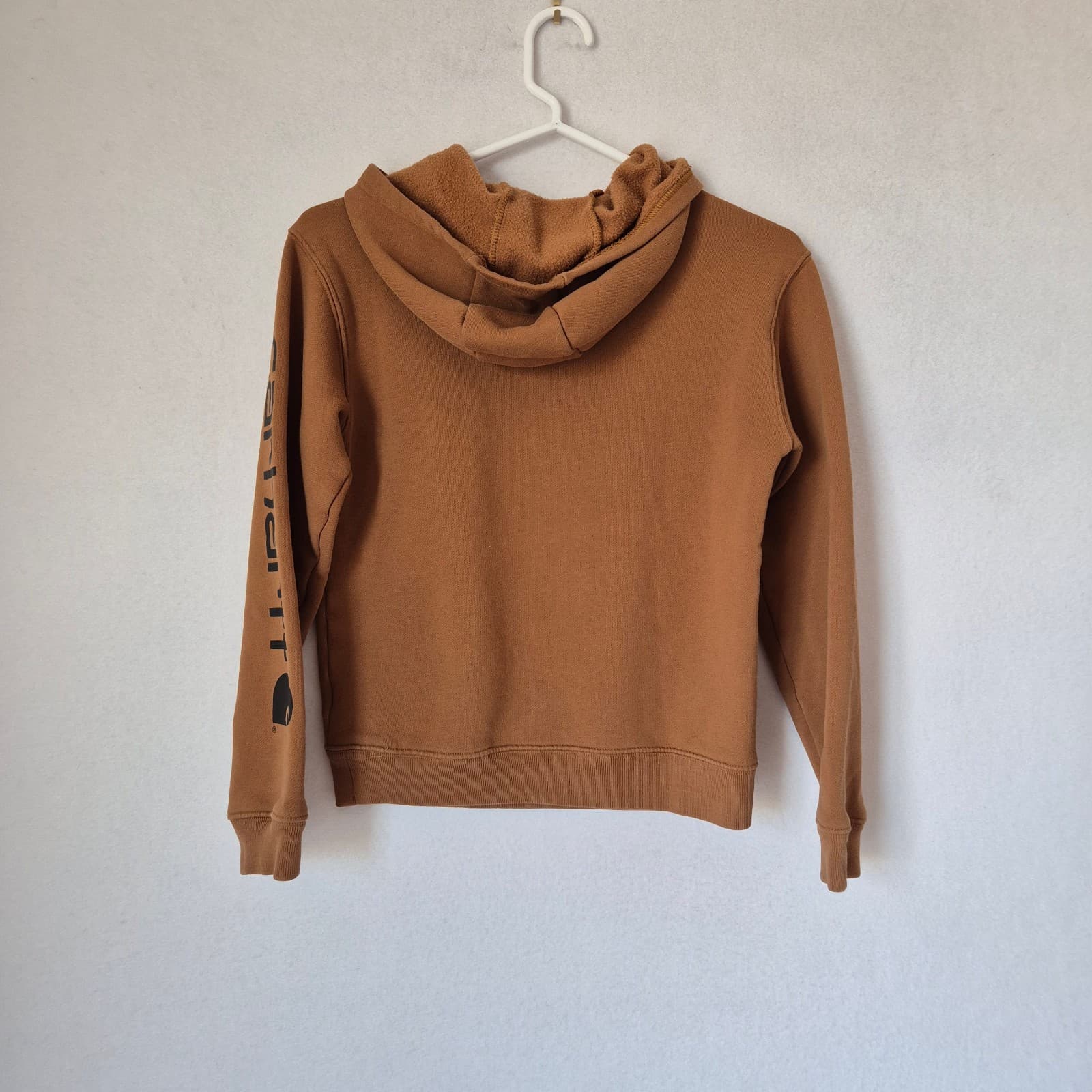 Carhartt Boys M (10-12) Hooded Fleece Lined Sweatshirt Long Sleeve Pocket Brown - Thumbnail 5