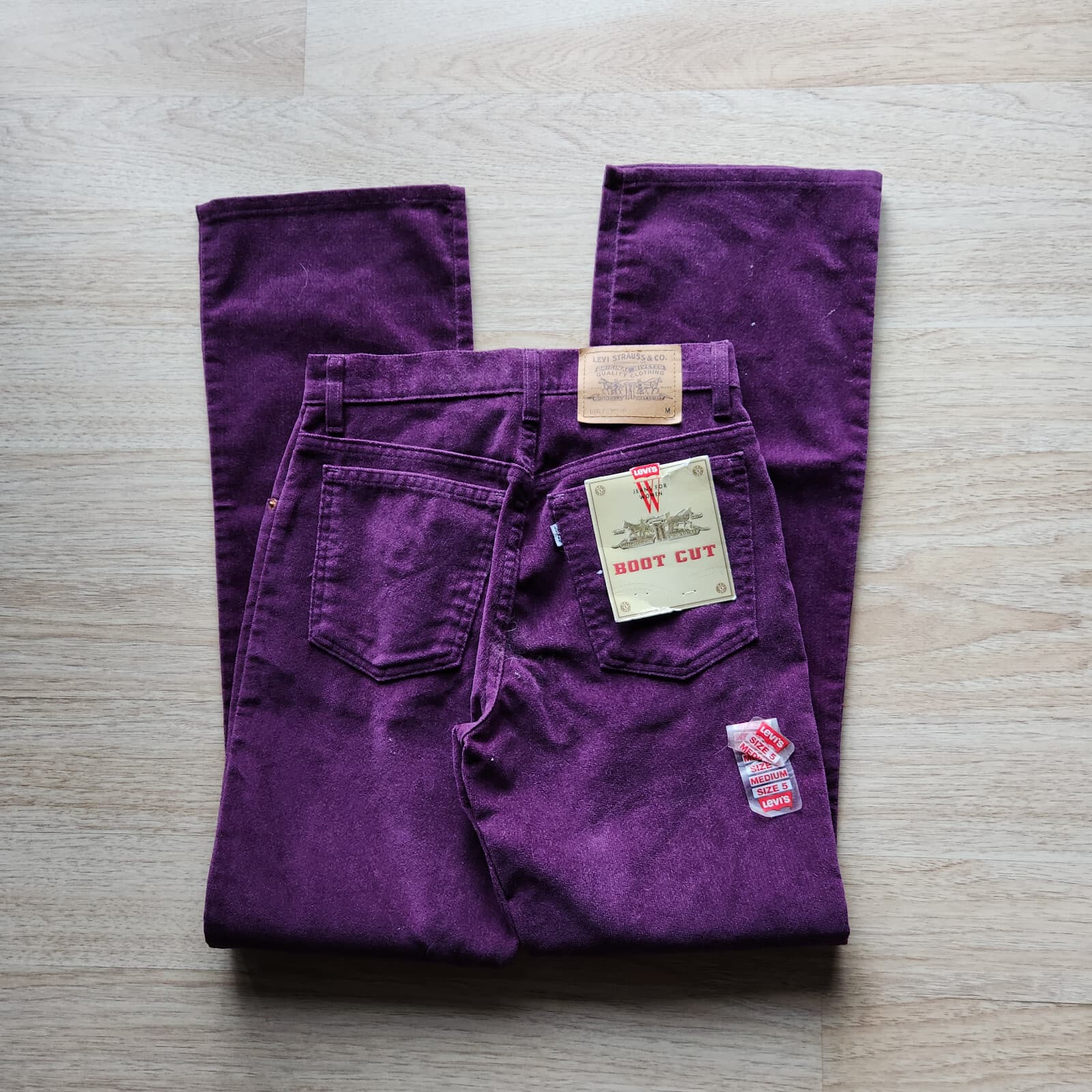 Vintage'90s NWT Levi's 917 Made in USA Corduroy Boot Cut Jeans Purple Sz.5 JR M - Thumbnail 8