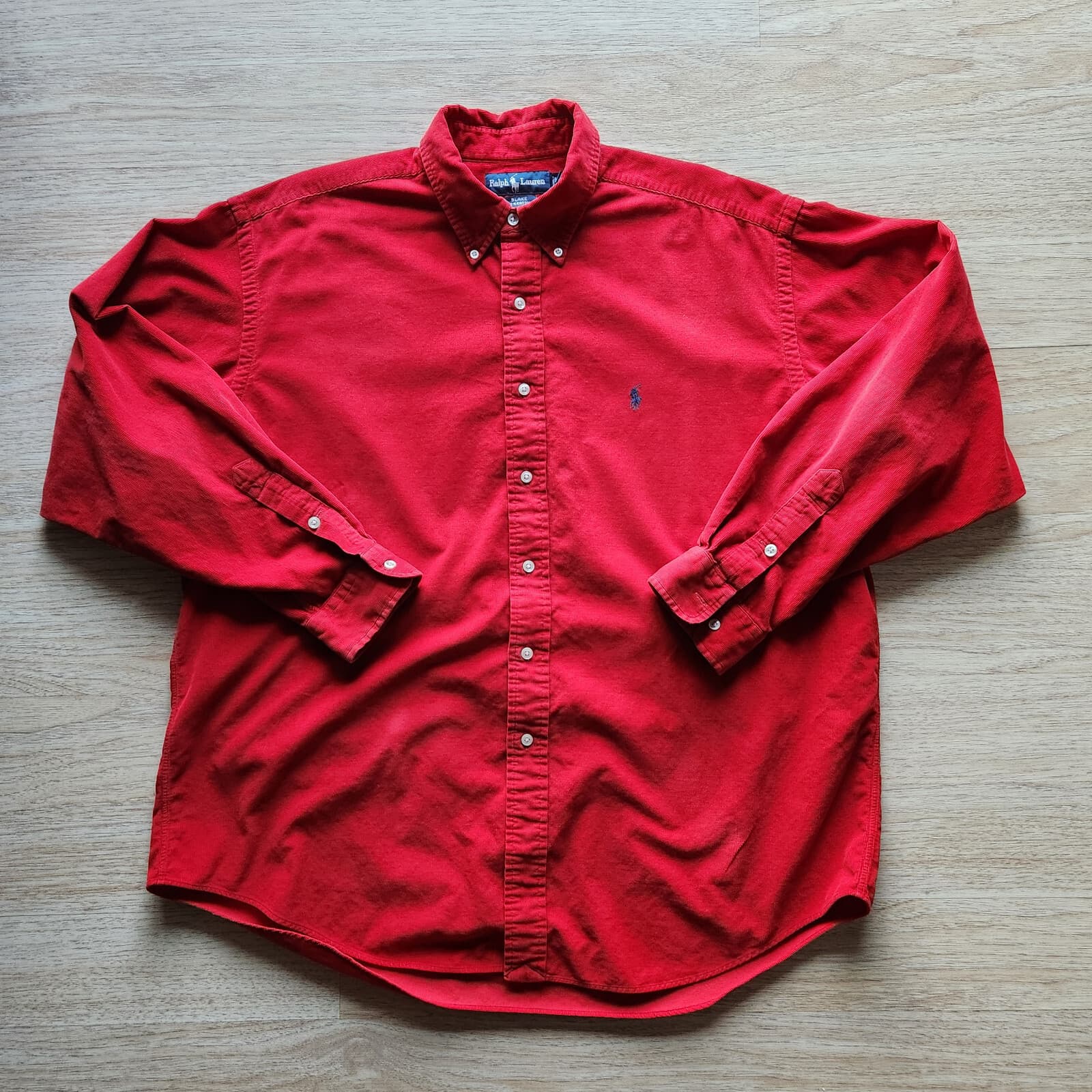 Ralph Lauren Blake Corduroy 100% Cotton Shirt Button-Up Long Sleeve Red Men's XL - Thumbnail 2