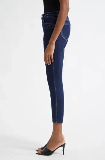 L'AGENCE Margot High Rise Crop Skinny Jeans Dark Wash Blue Cotton Hemp Women 29 - Thumbnail 3
