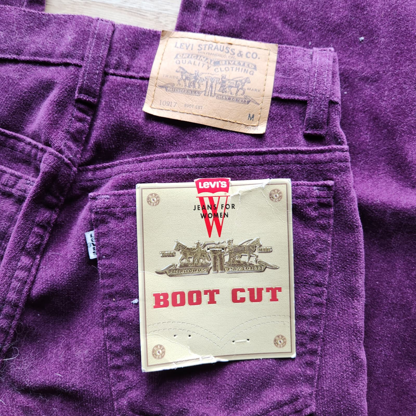 Vintage'90s NWT Levi's 917 Made in USA Corduroy Boot Cut Jeans Purple Sz.5 JR M - Thumbnail 9