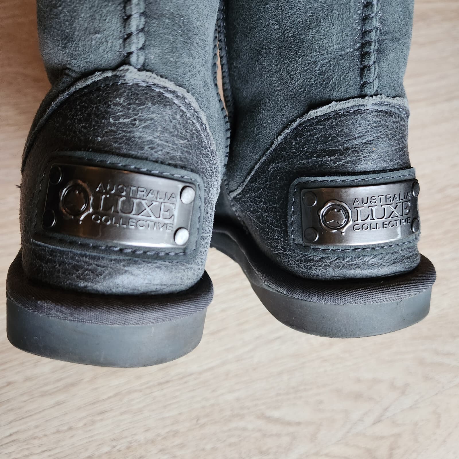 Australia Luxe Collective Sheepskin Suede Cosy Short Winter Boots Grey Women US8 - Thumbnail 9