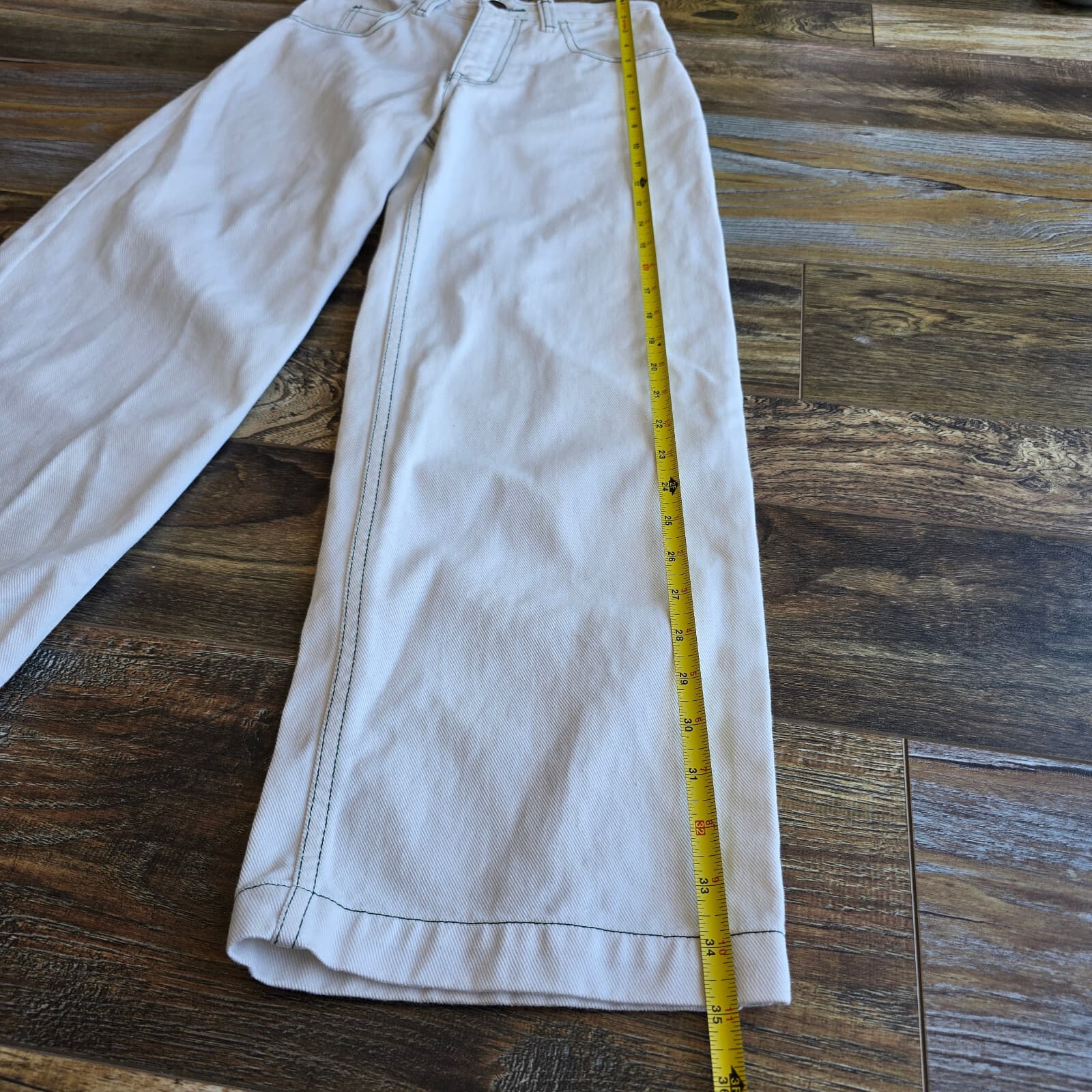 Vintage Blue Comet Made in USA Straight Wide-Leg Jeans Zip White Cotton Women 24 - Thumbnail 10