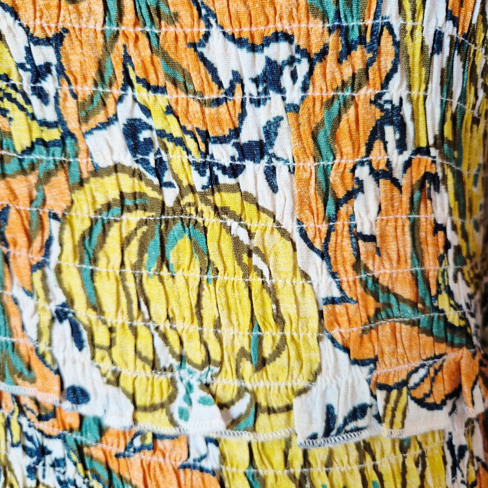 NWT Anthropologie $98 The Rayna Floral Smocked Top Long Sleeve Square Neck Sz.M - Thumbnail 5
