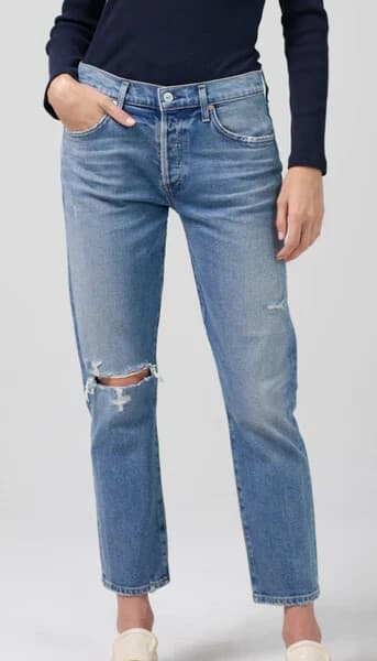 Citizens of Humanity Emerson Slim Boyfriend Distressed Jean Buttonfly Blue Sz.23 - Thumbnail 6