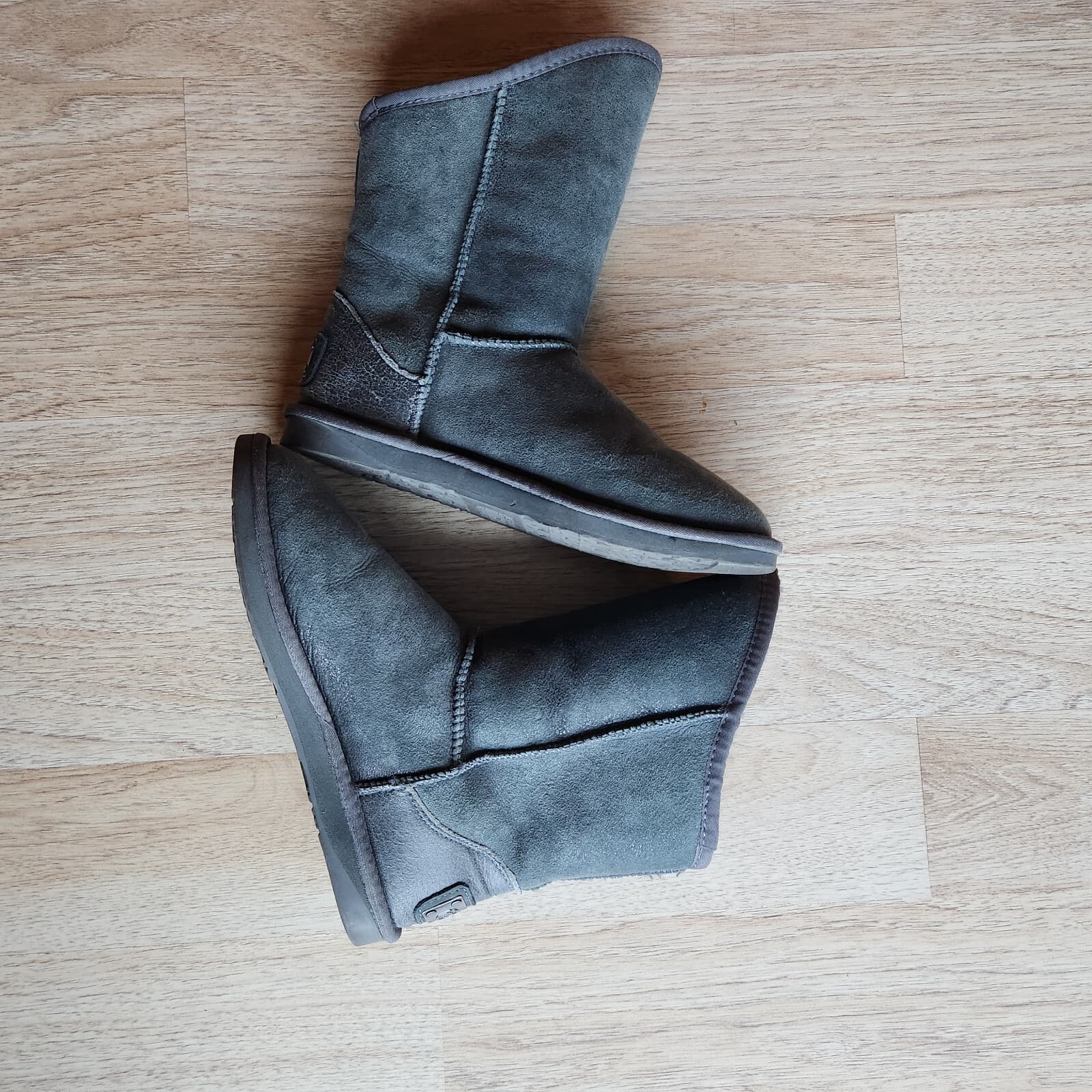 Australia Luxe Collective Sheepskin Suede Cosy Short Winter Boots Grey Women US8 - Thumbnail 5