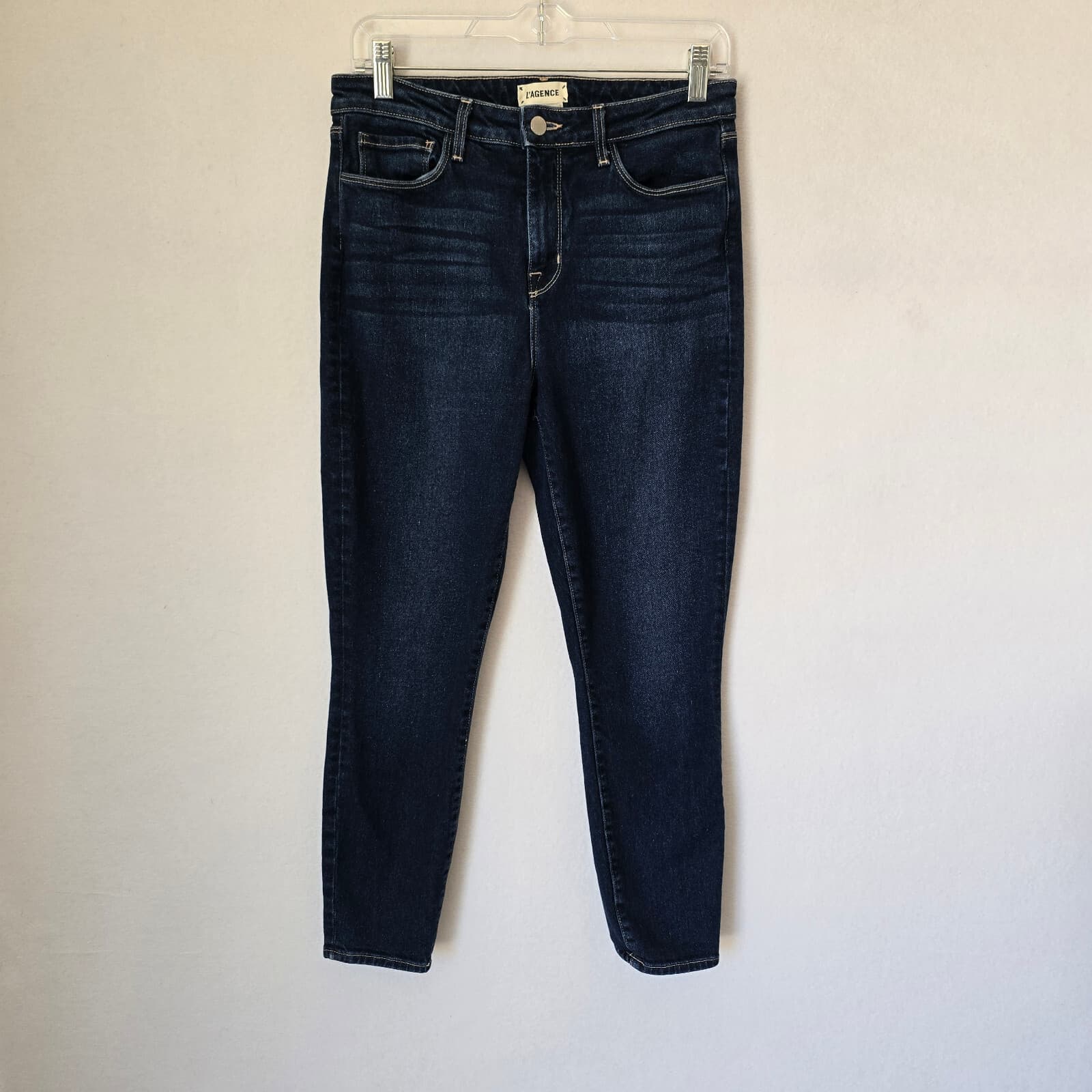 L'AGENCE Margot High Rise Crop Skinny Jeans Dark Wash Blue Cotton Hemp Women 29 - Thumbnail 4