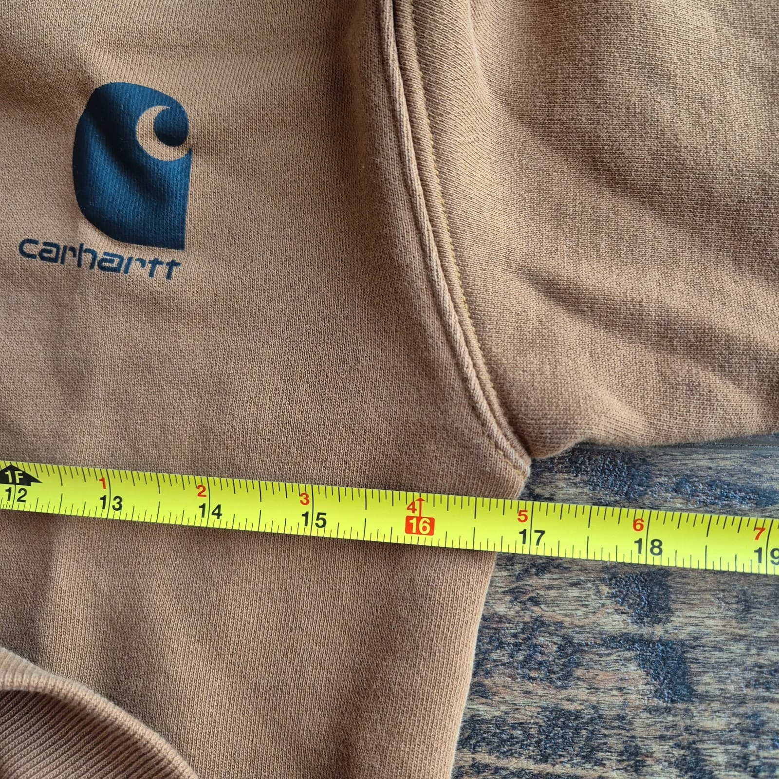 Carhartt Boys M (10-12) Hooded Fleece Lined Sweatshirt Long Sleeve Pocket Brown - Thumbnail 11