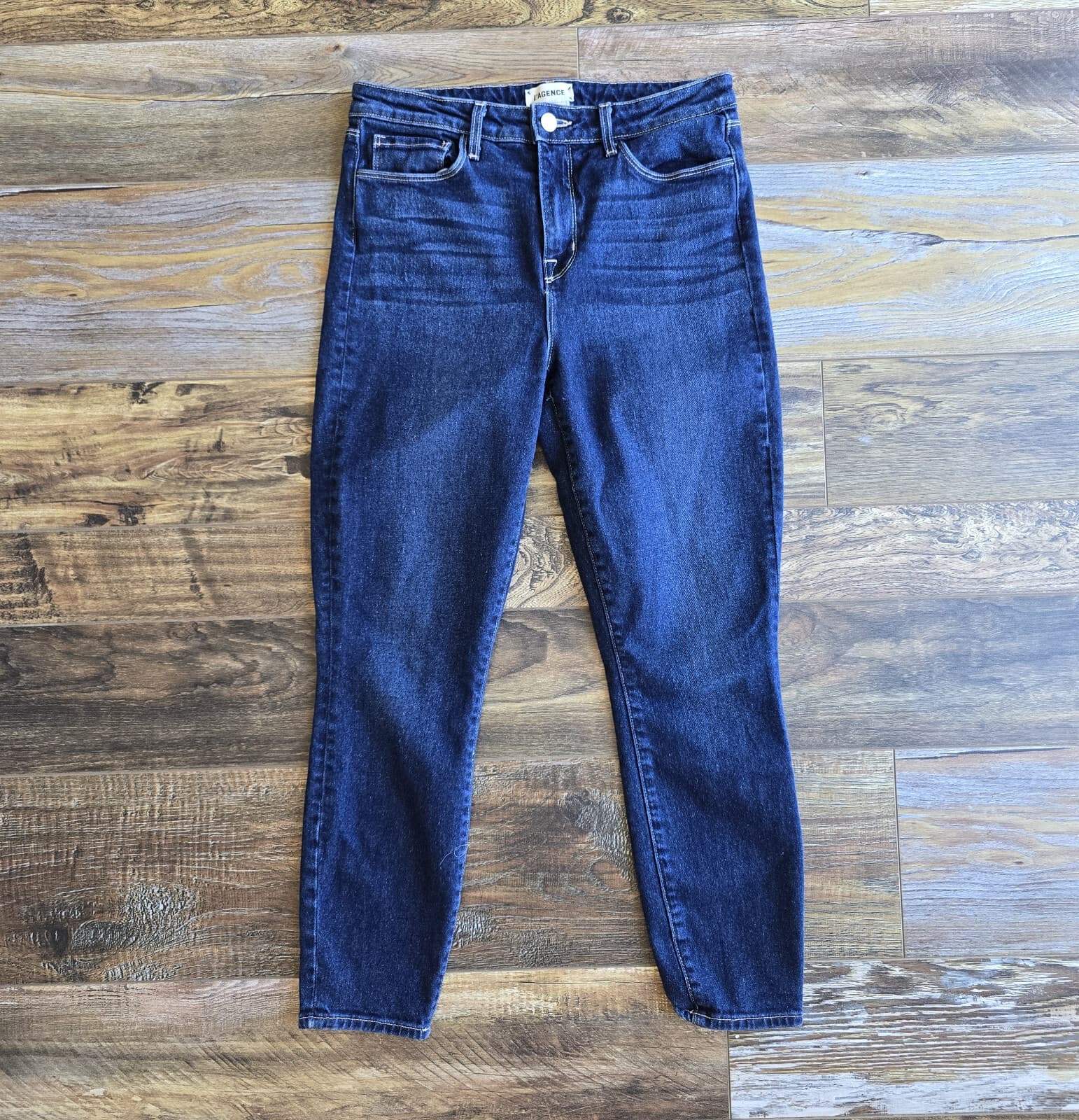 L'AGENCE Margot High Rise Crop Skinny Jeans Dark Wash Blue Cotton Hemp Women 29 - Thumbnail 6