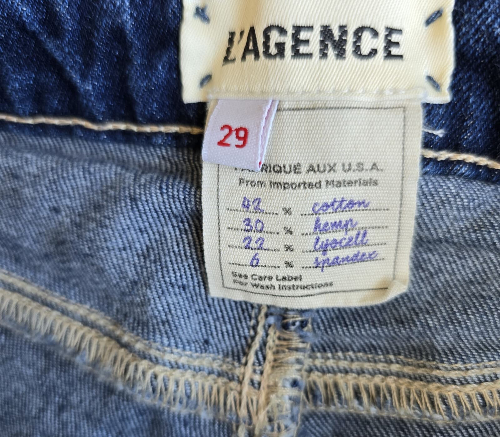 L'AGENCE Margot High Rise Crop Skinny Jeans Dark Wash Blue Cotton Hemp Women 29 - Thumbnail 8